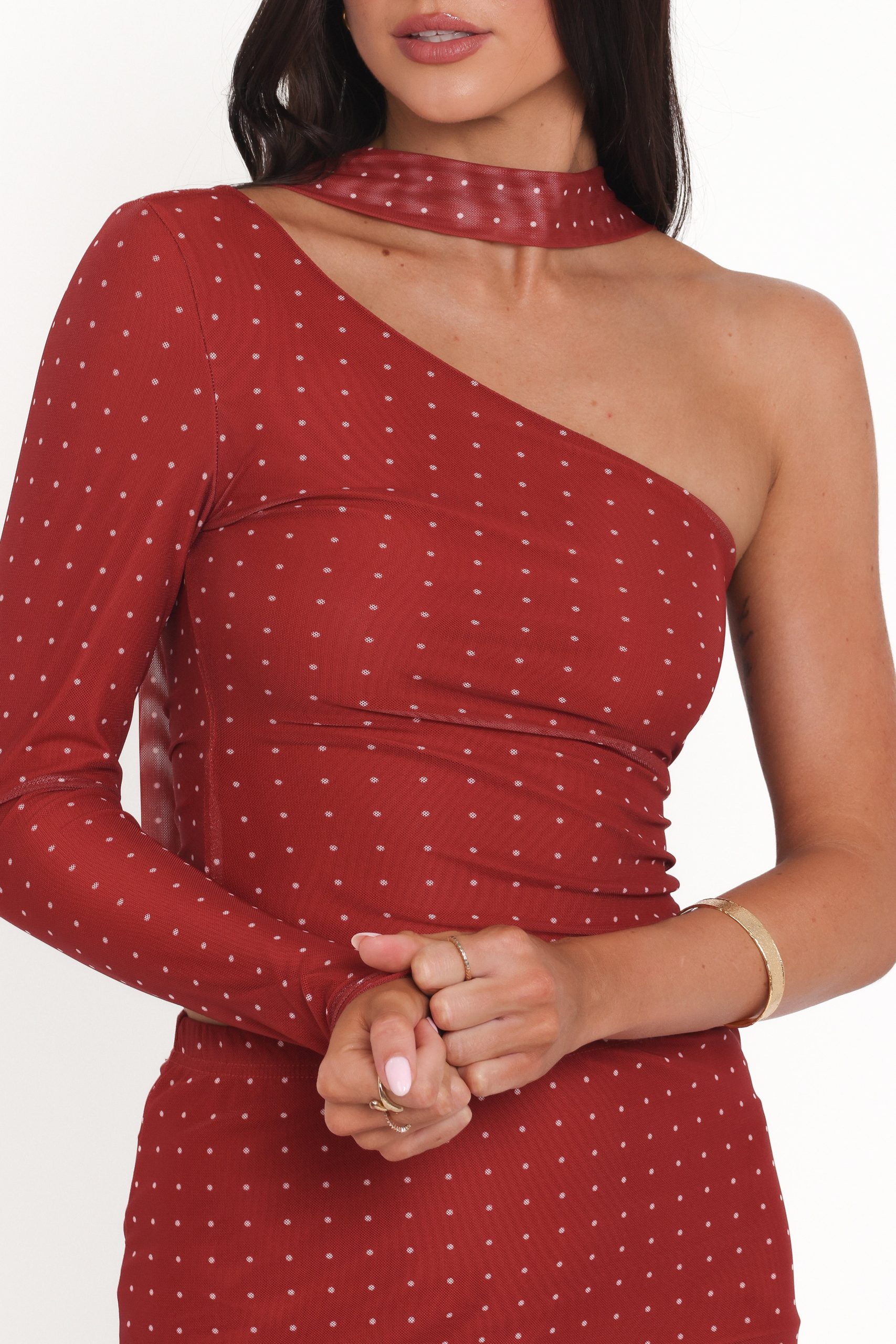 Hollie Mesh Skirt Set - Red Polka Dot - Image 6