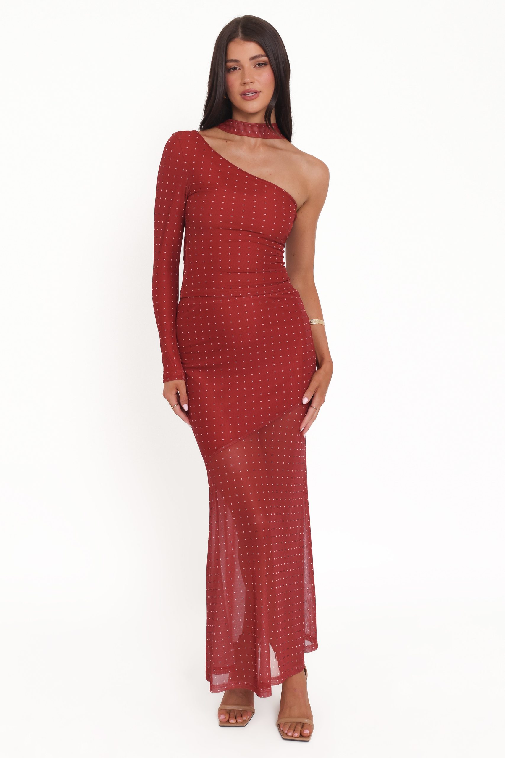 Hollie Mesh Skirt Set - Red Polka Dot - Image 2