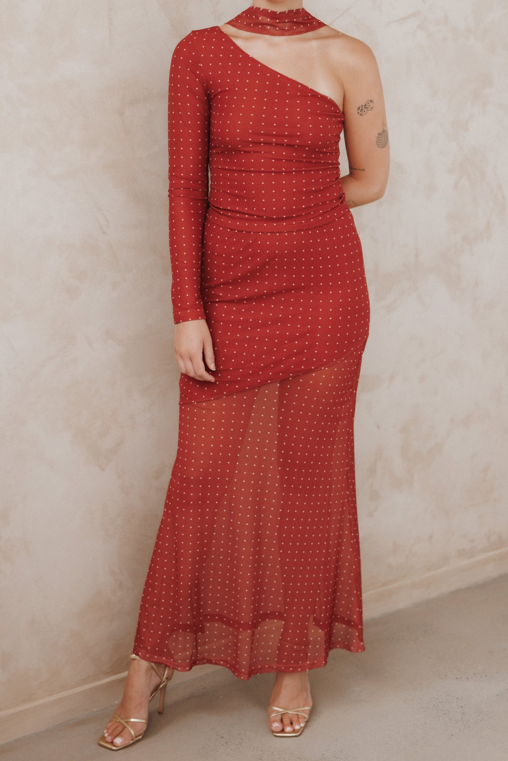 Hollie Mesh Skirt Set - Red Polka Dot - Image 9