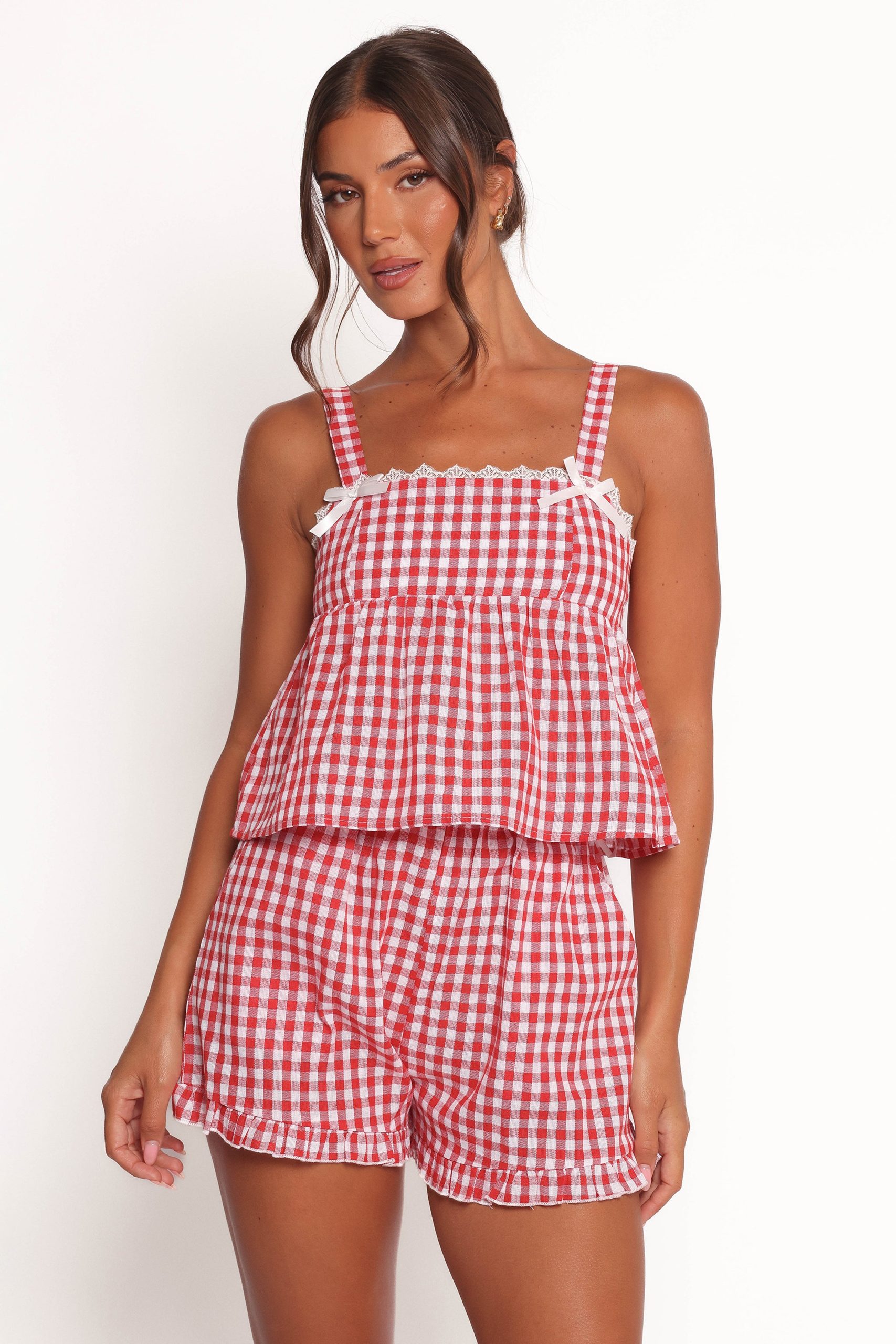 Isidore Gingham Short Set - Red - Image 8