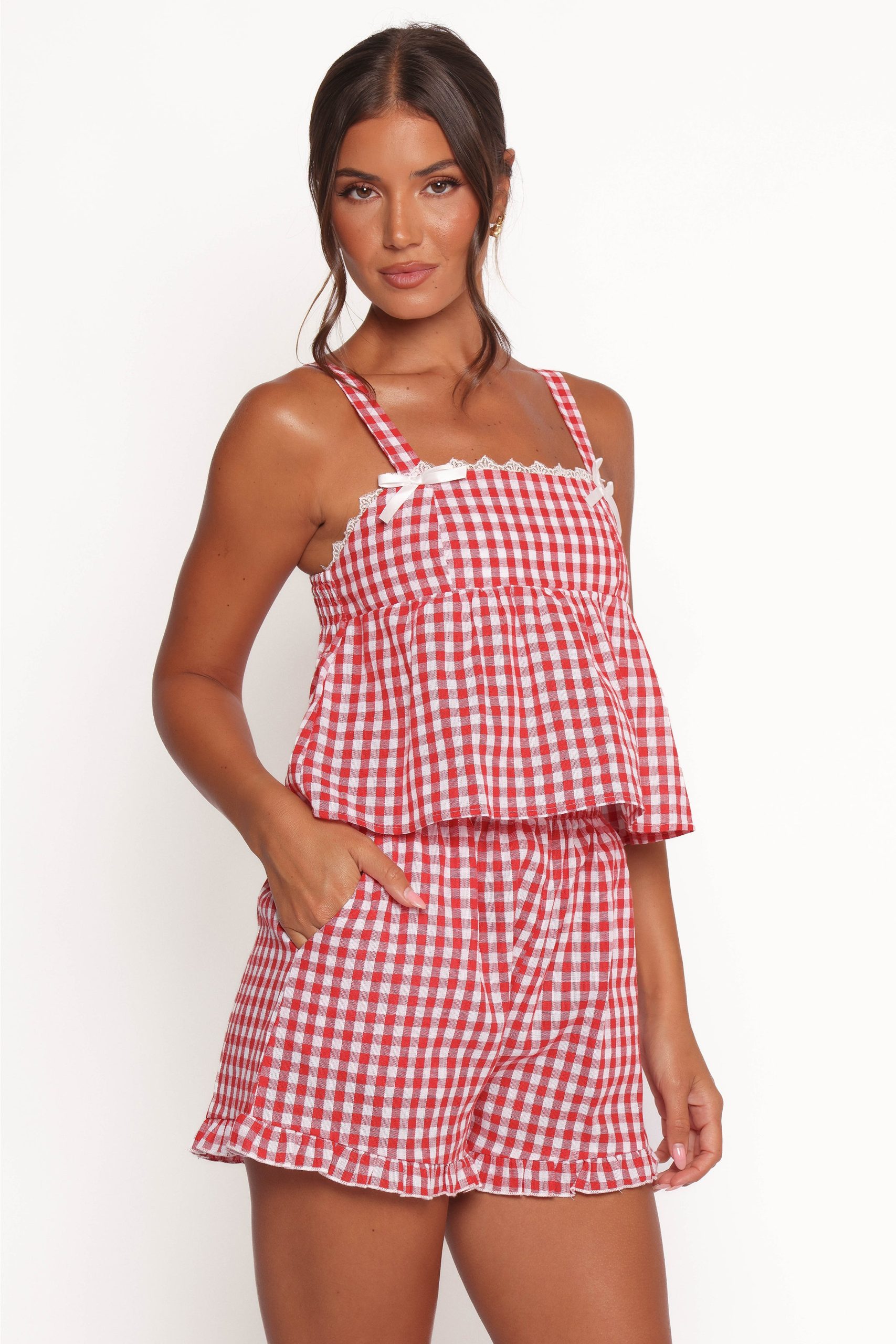Isidore Gingham Short Set - Red - Image 2