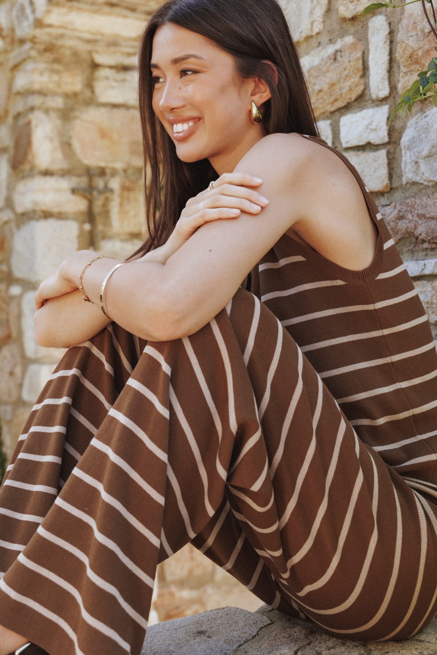 Juna Knitted Pant Set - Brown/Cream Stripe - Image 7