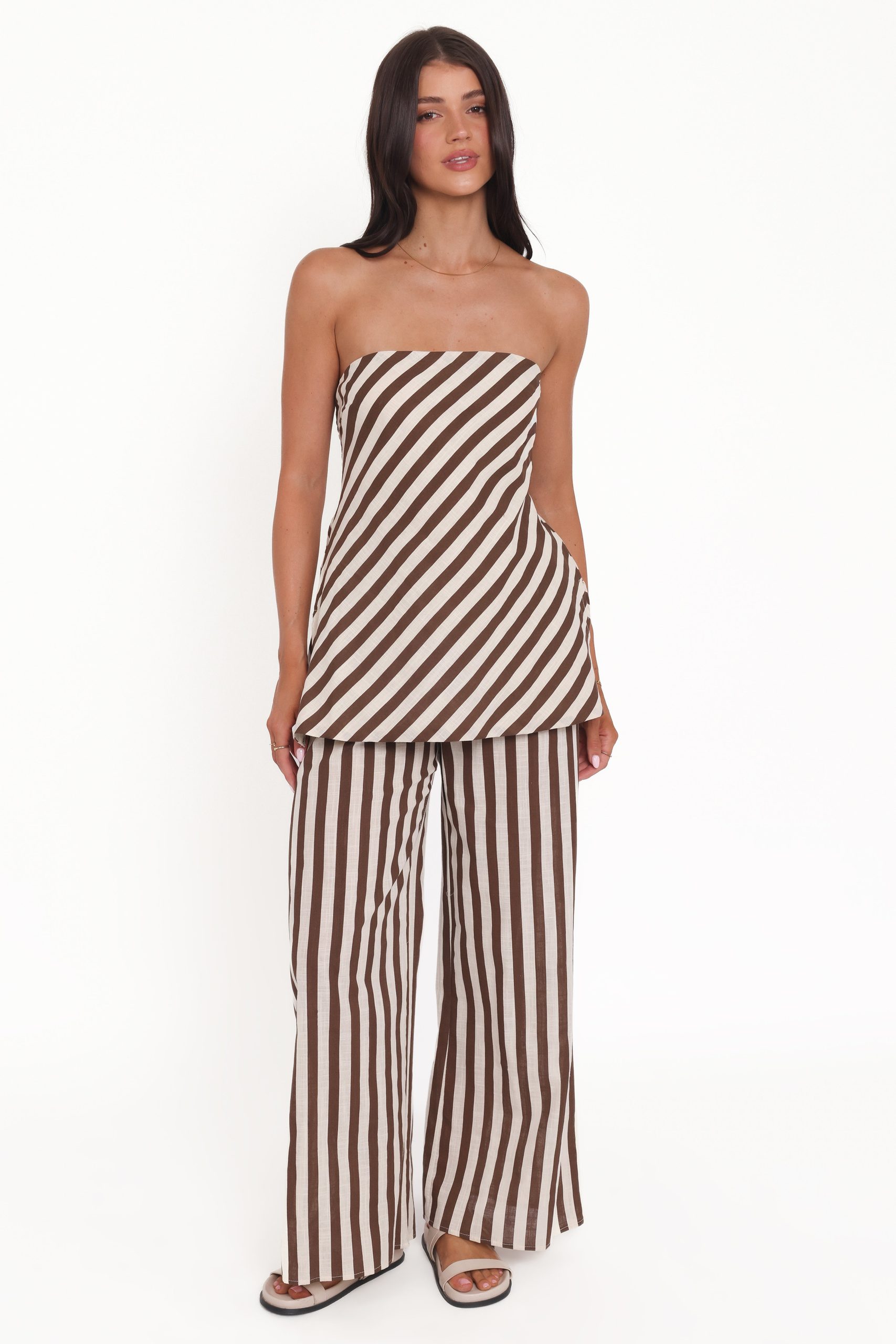 Kim Pant Set - Brown Stripe