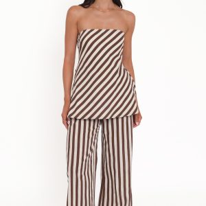 Kim Pant Set - Brown Stripe