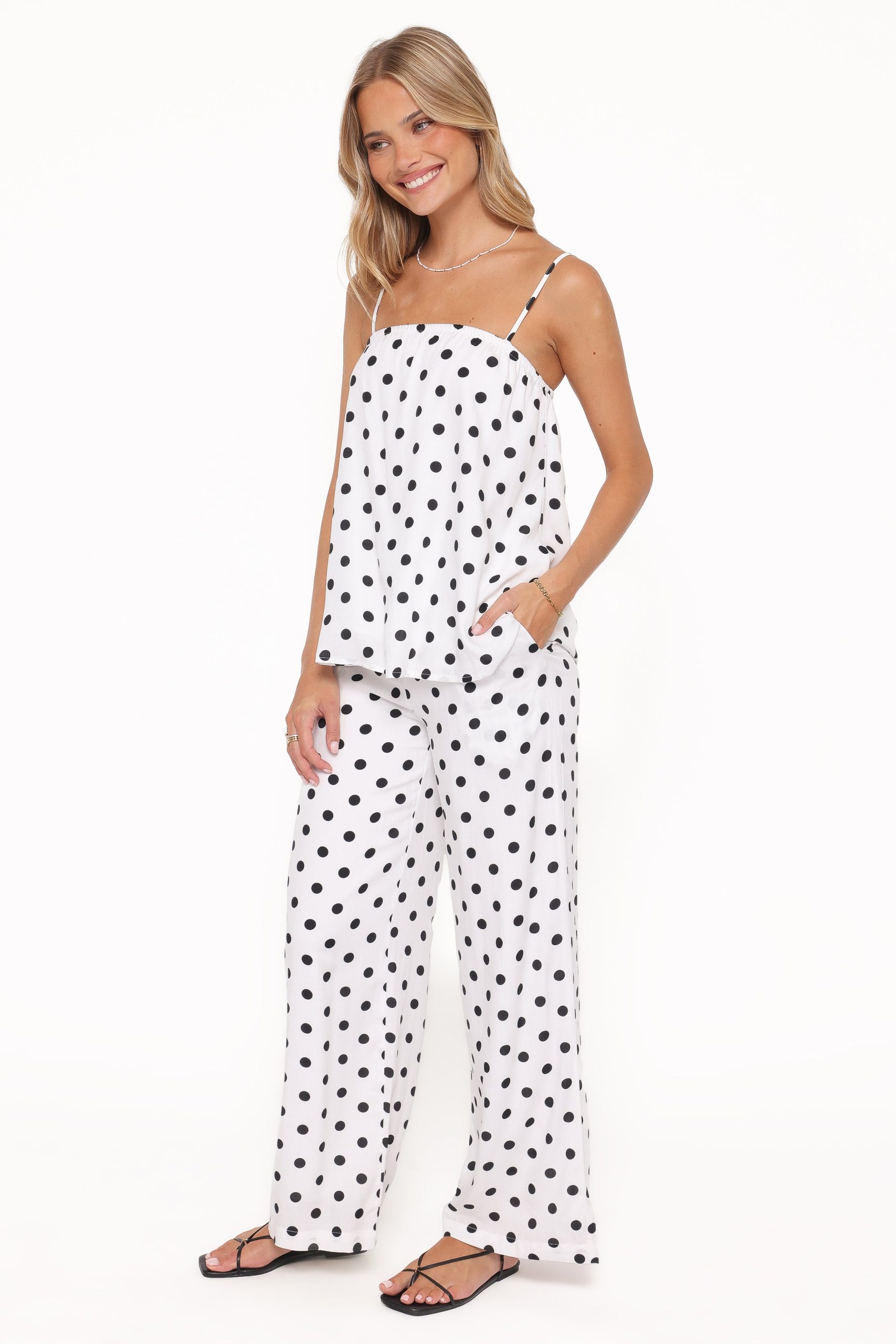 Kristy Pant Set - White/Black Polka Dot - Image 4