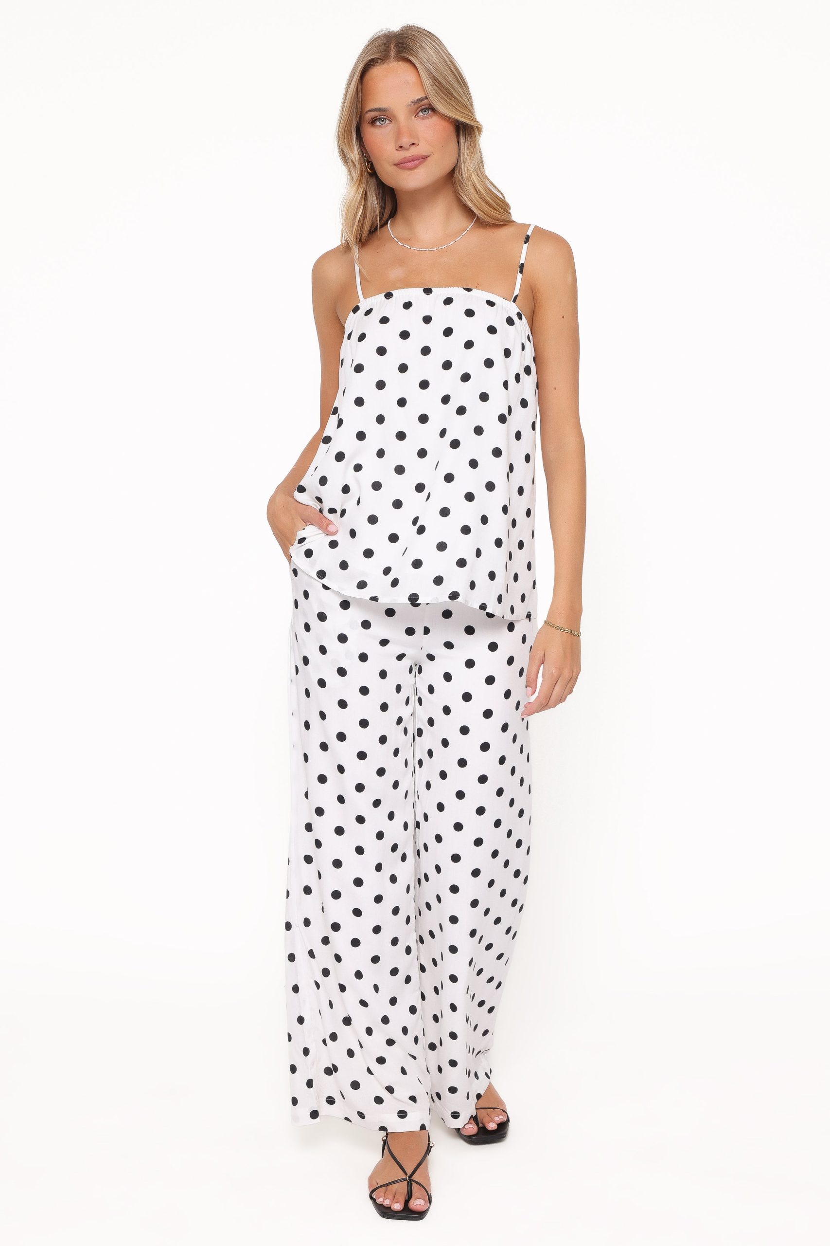 Kristy Pant Set - White/Black Polka Dot - Image 7