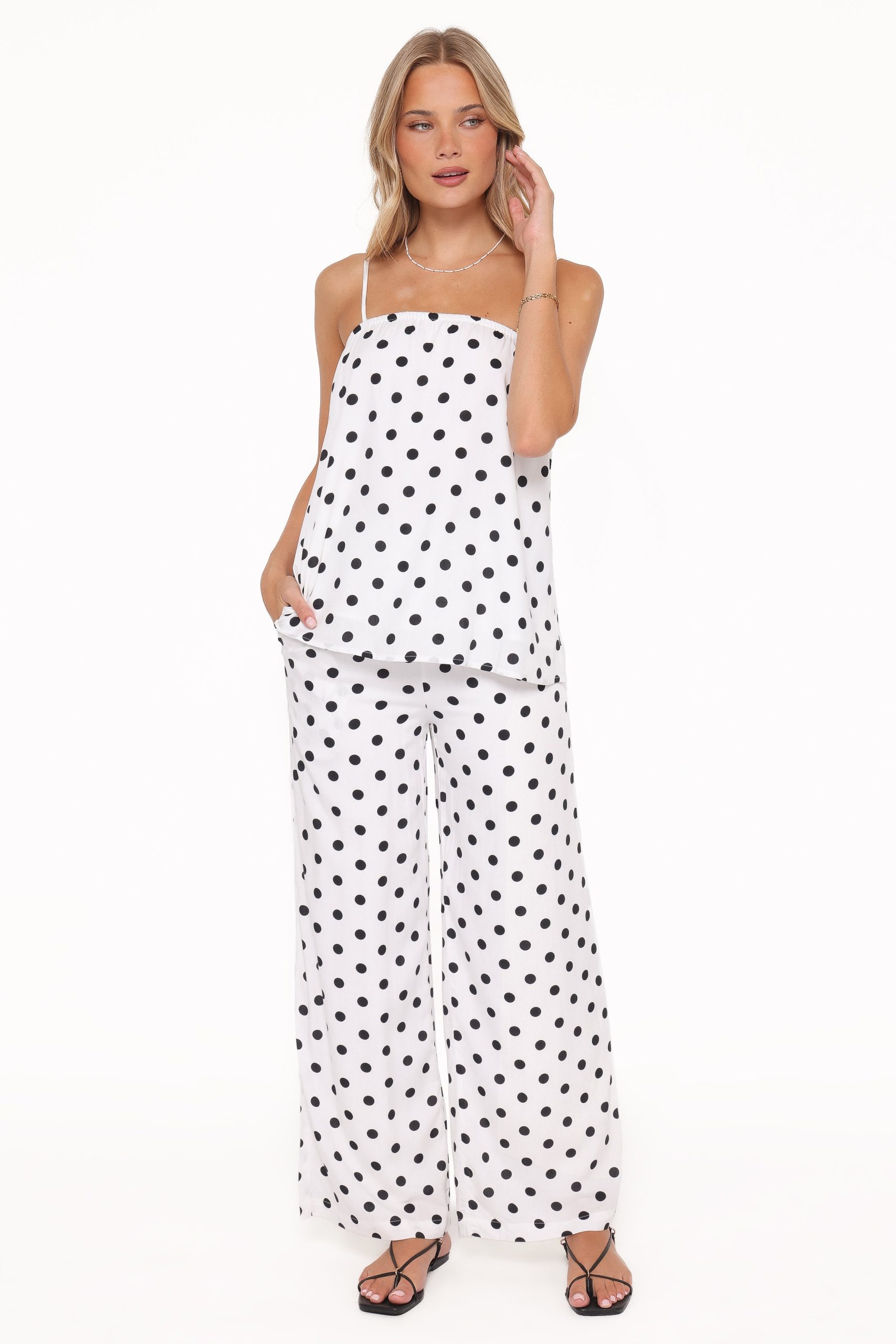Kristy Pant Set - White/Black Polka Dot - Image 2
