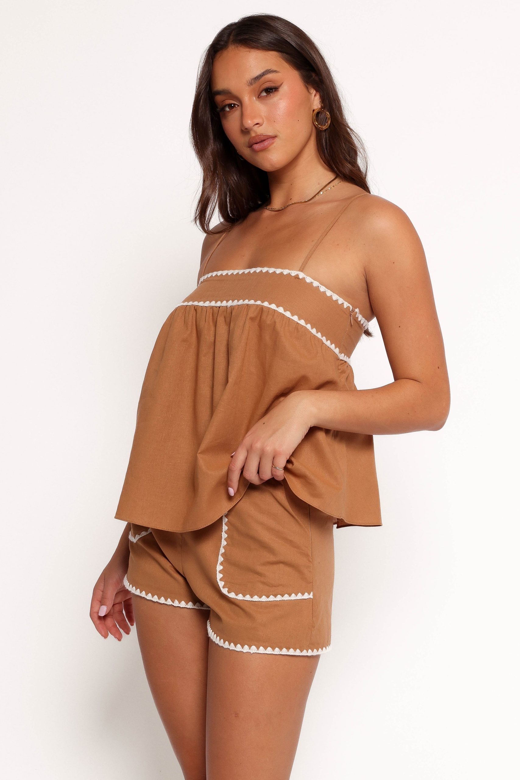 Lila Short Set - Tan White - Image 7