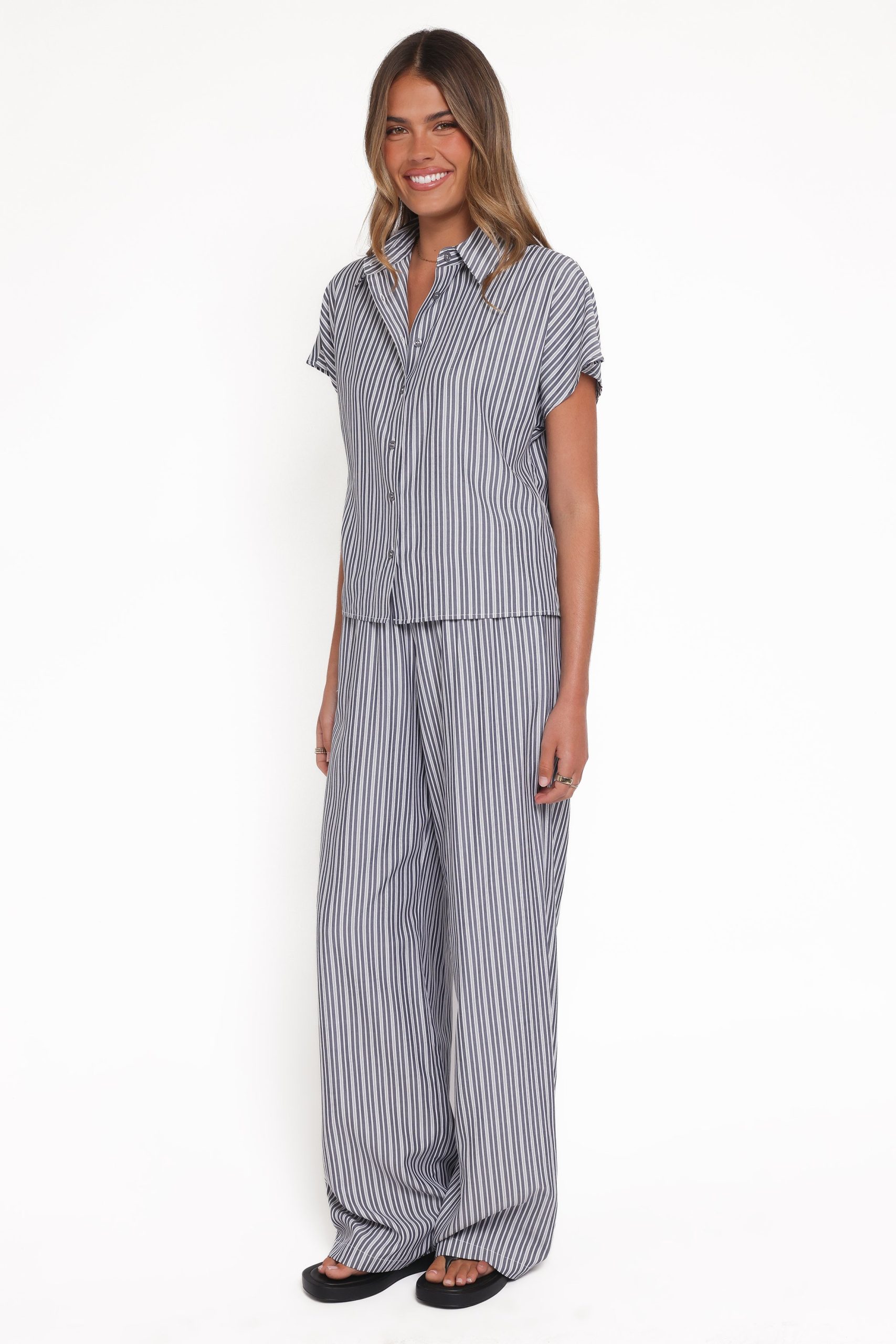 Melanie Pant Set - Charcoal Stripe - Image 3