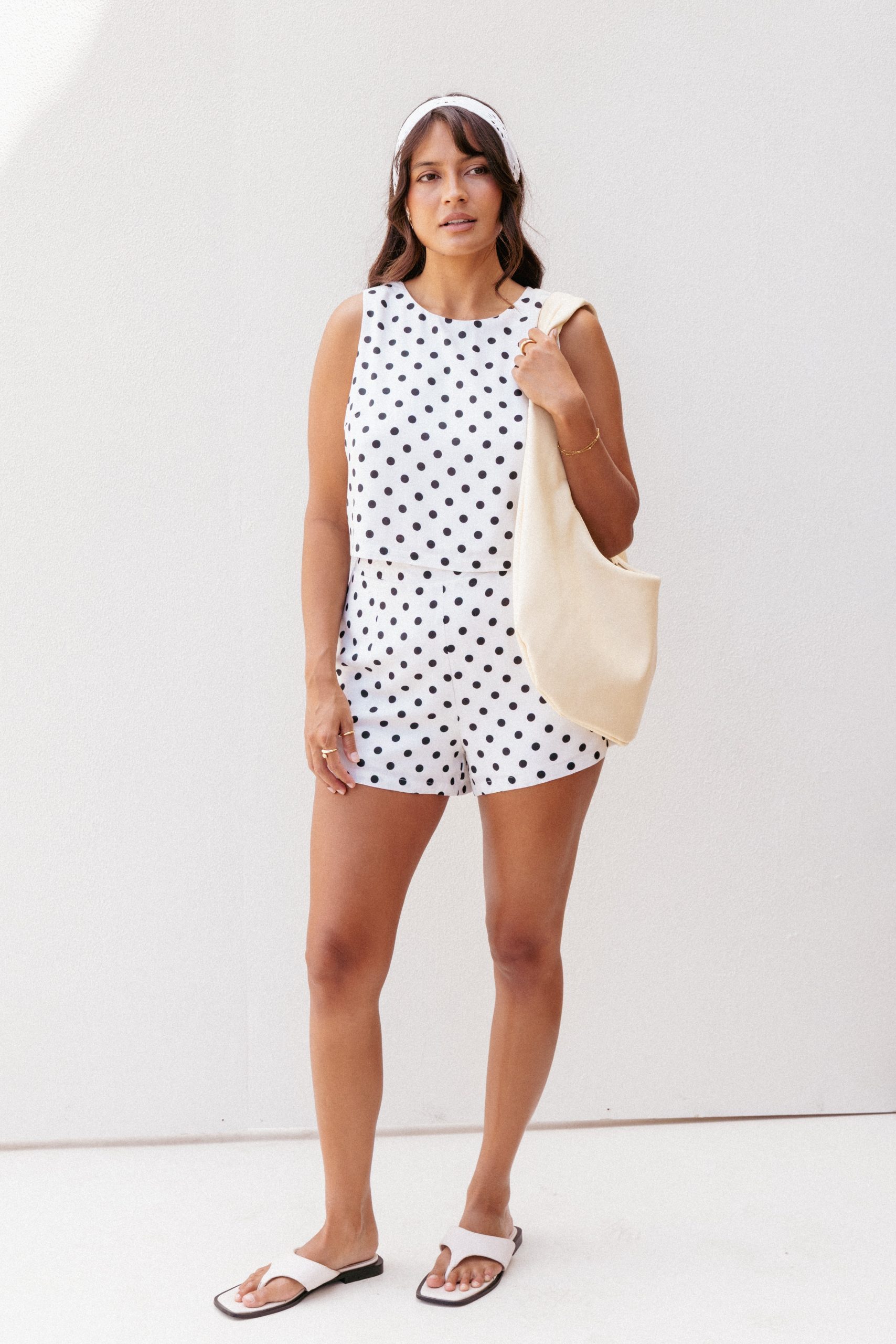 Michelle Short Set - White/Black Polka Dot - Image 9