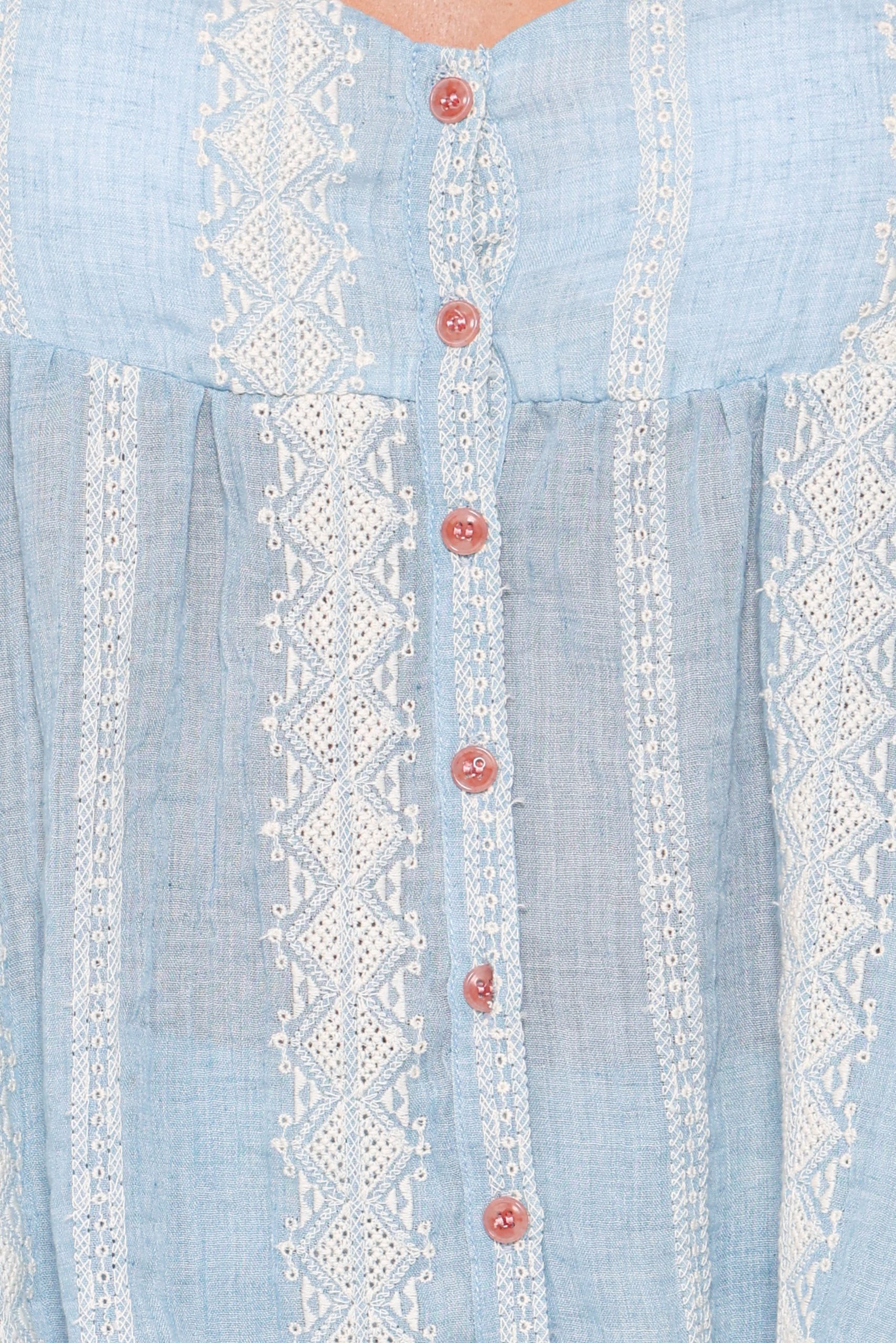 Mila Embroidered Pant Set - Light Blue - Image 7