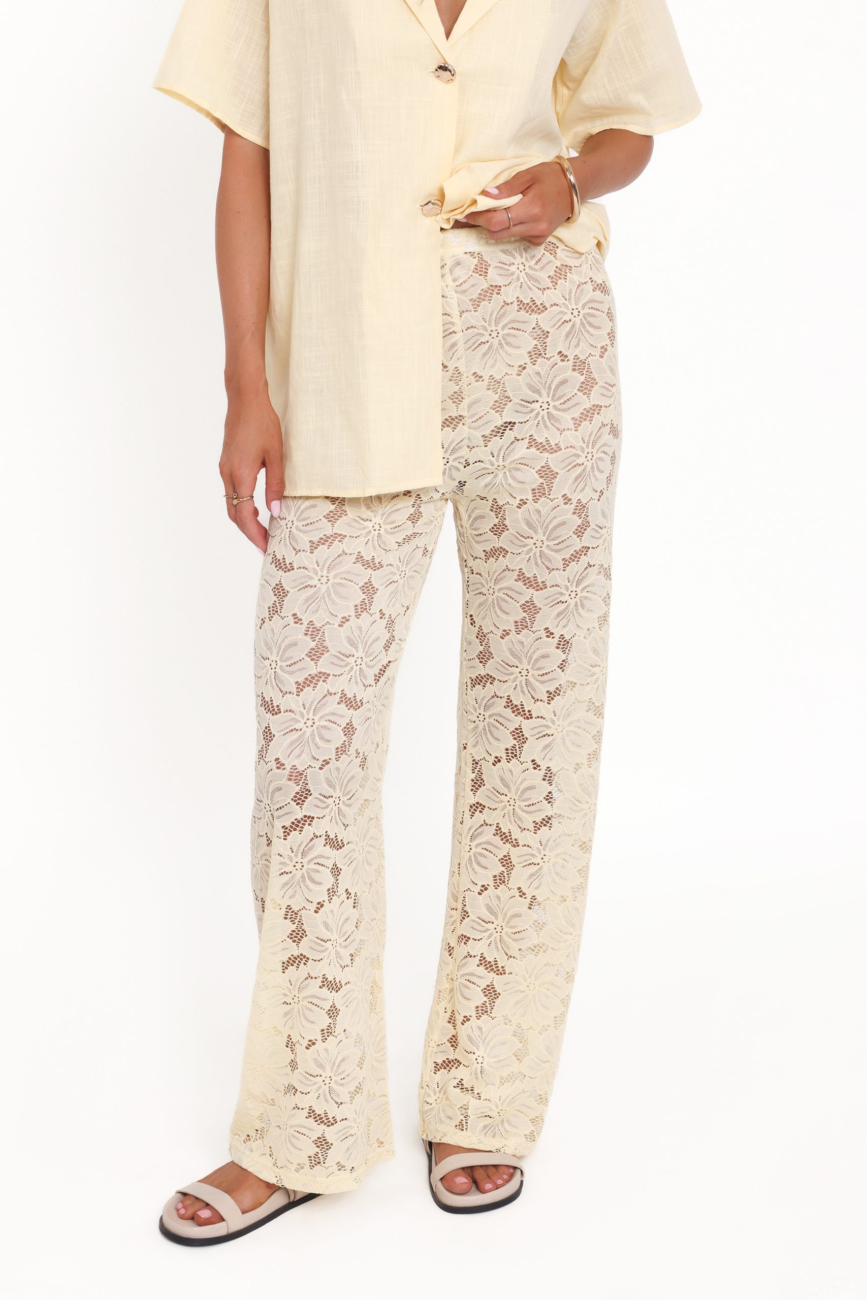 Mindy Lace Pant Set - Yellow - Image 6