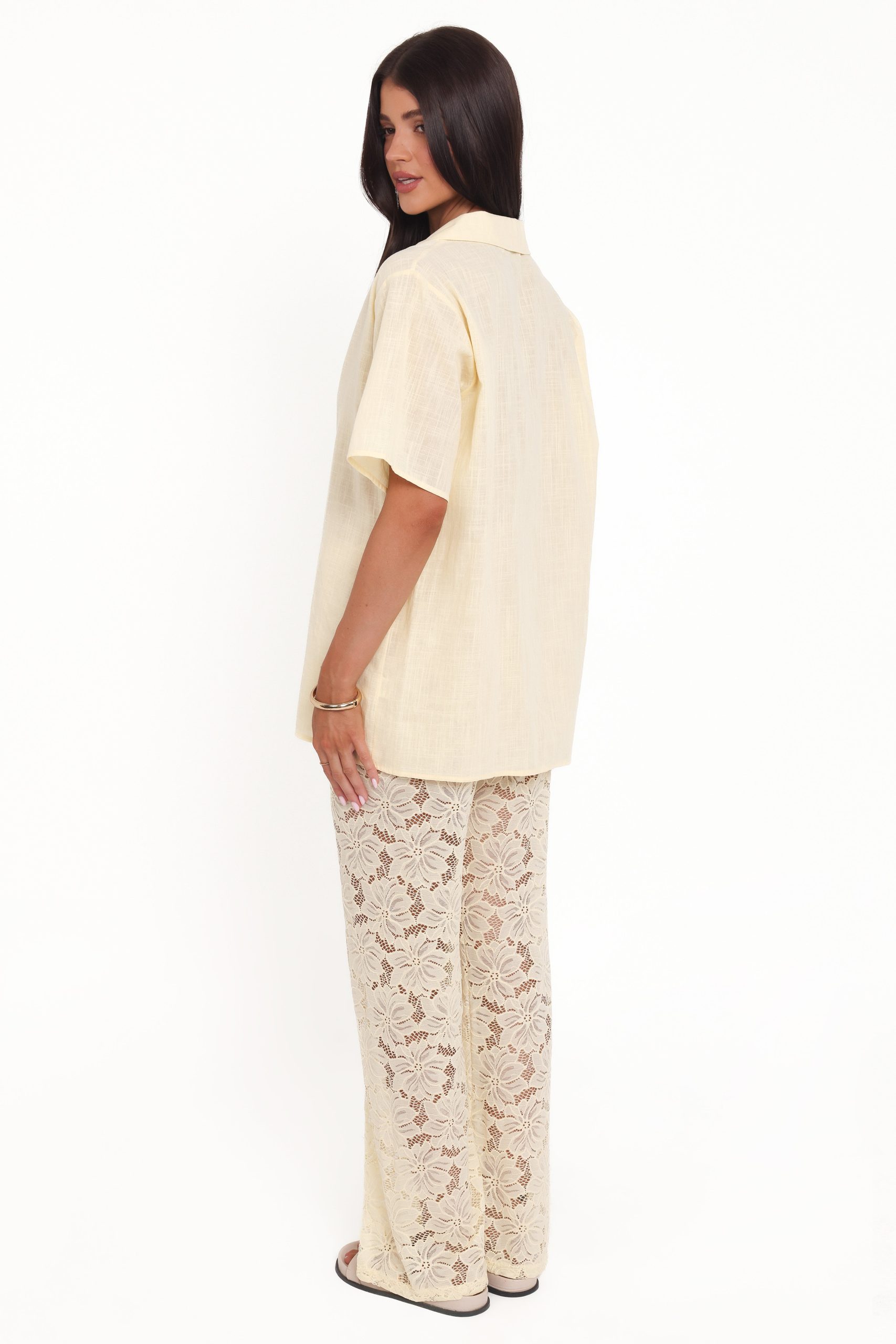 Mindy Lace Pant Set - Yellow - Image 4
