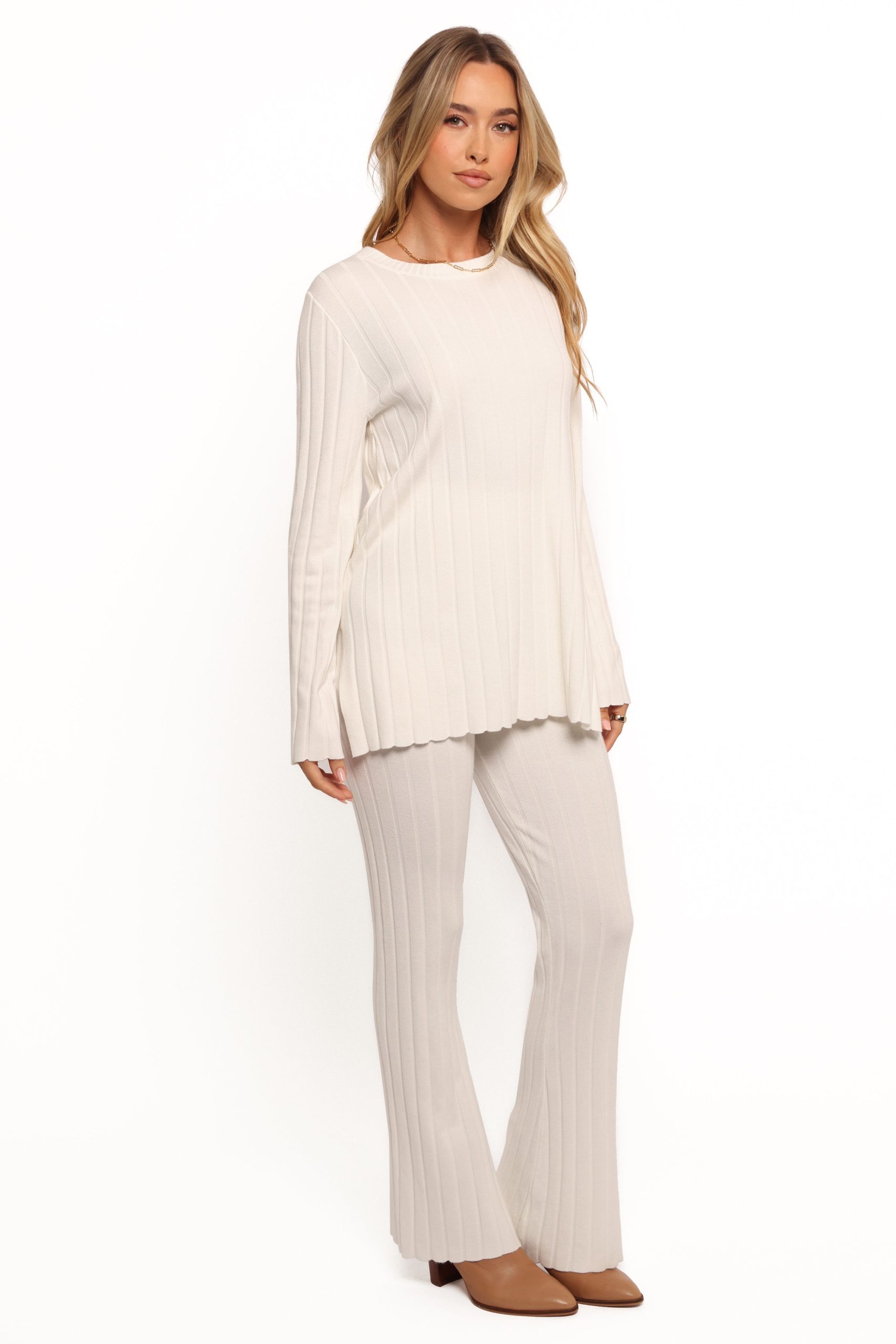 Silvie Long Sleeve Knitted Set - Cream - Image 7