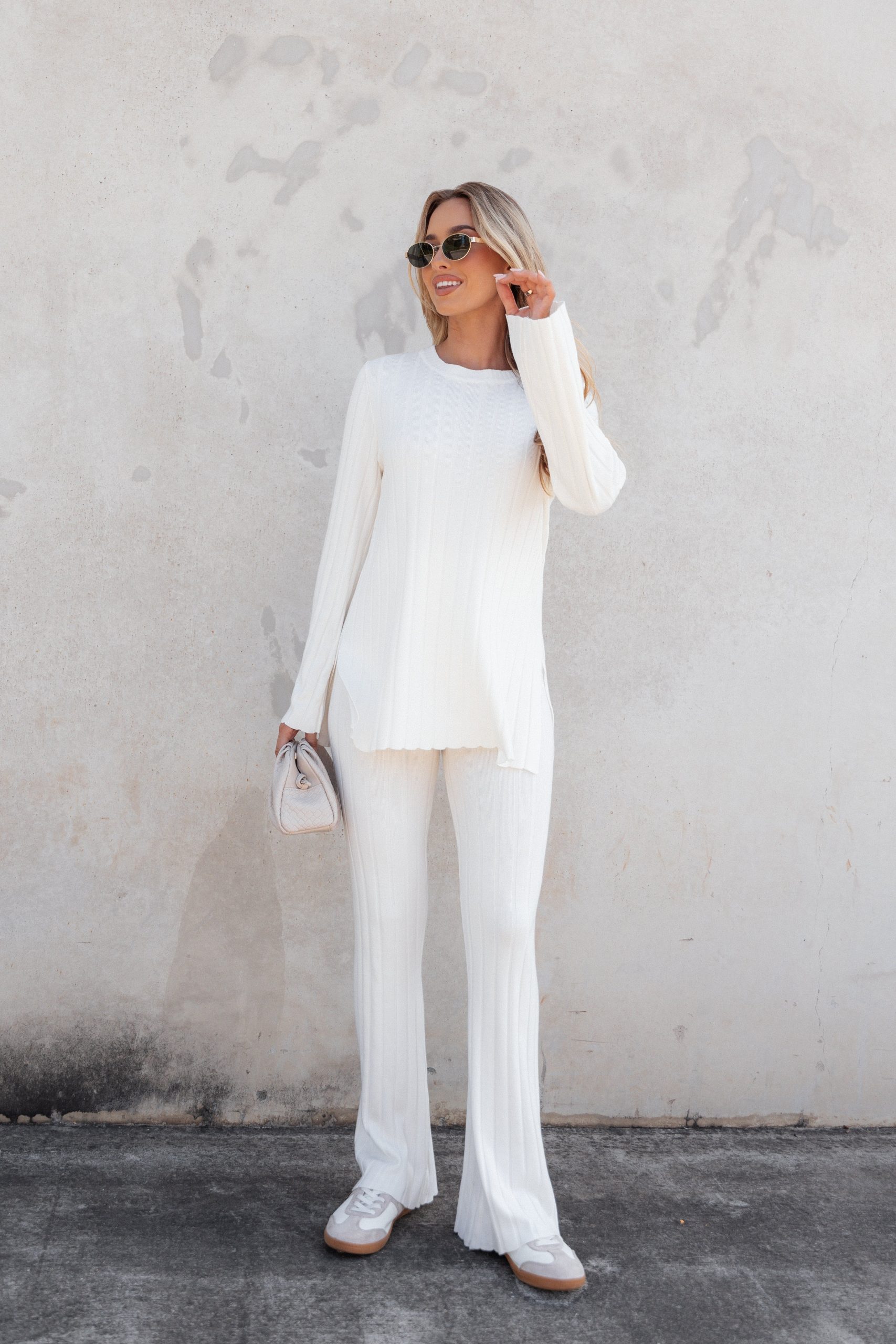 Silvie Long Sleeve Knitted Set - Cream - Image 2
