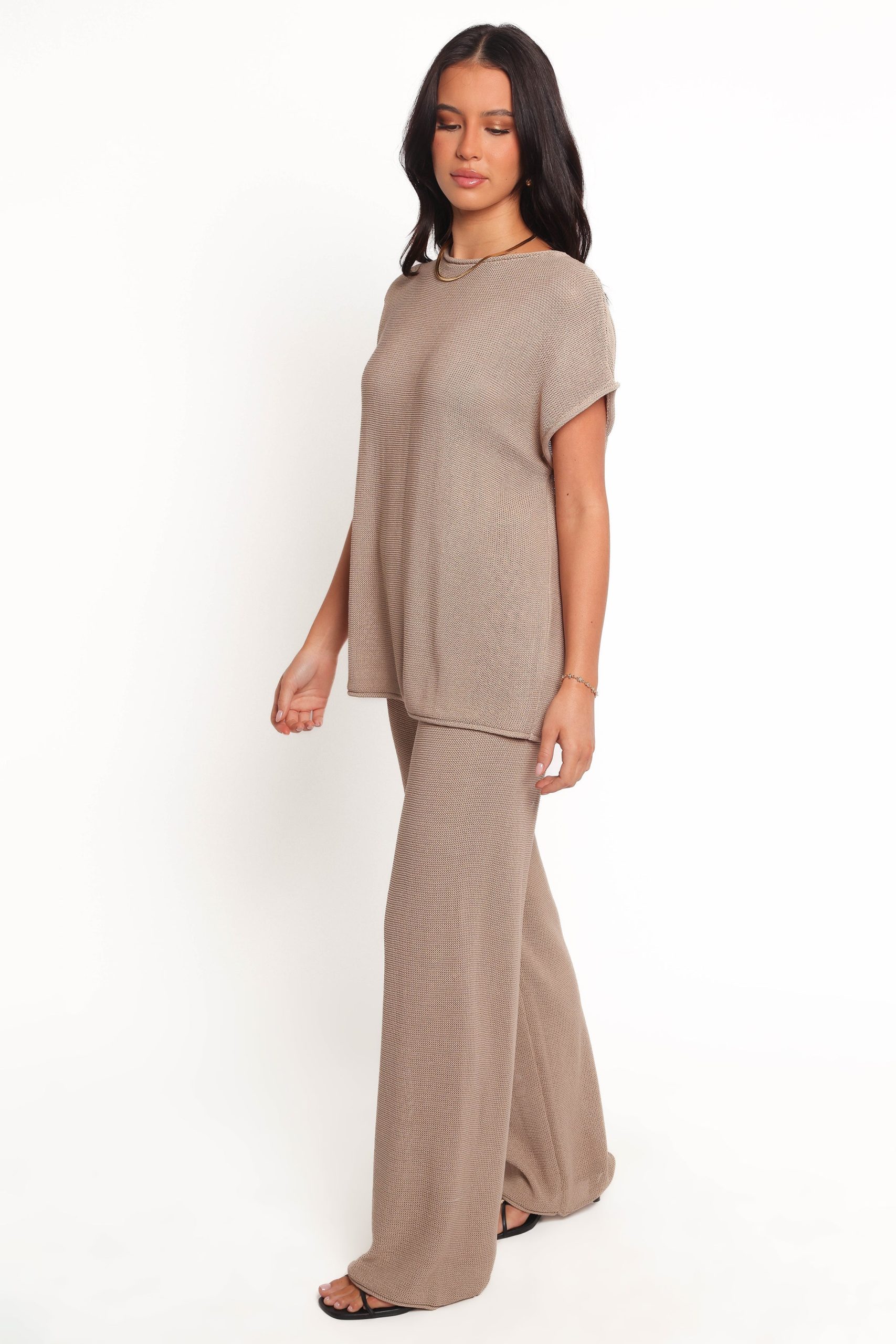 Stassia Knitted Pant Set - Brown - Image 2