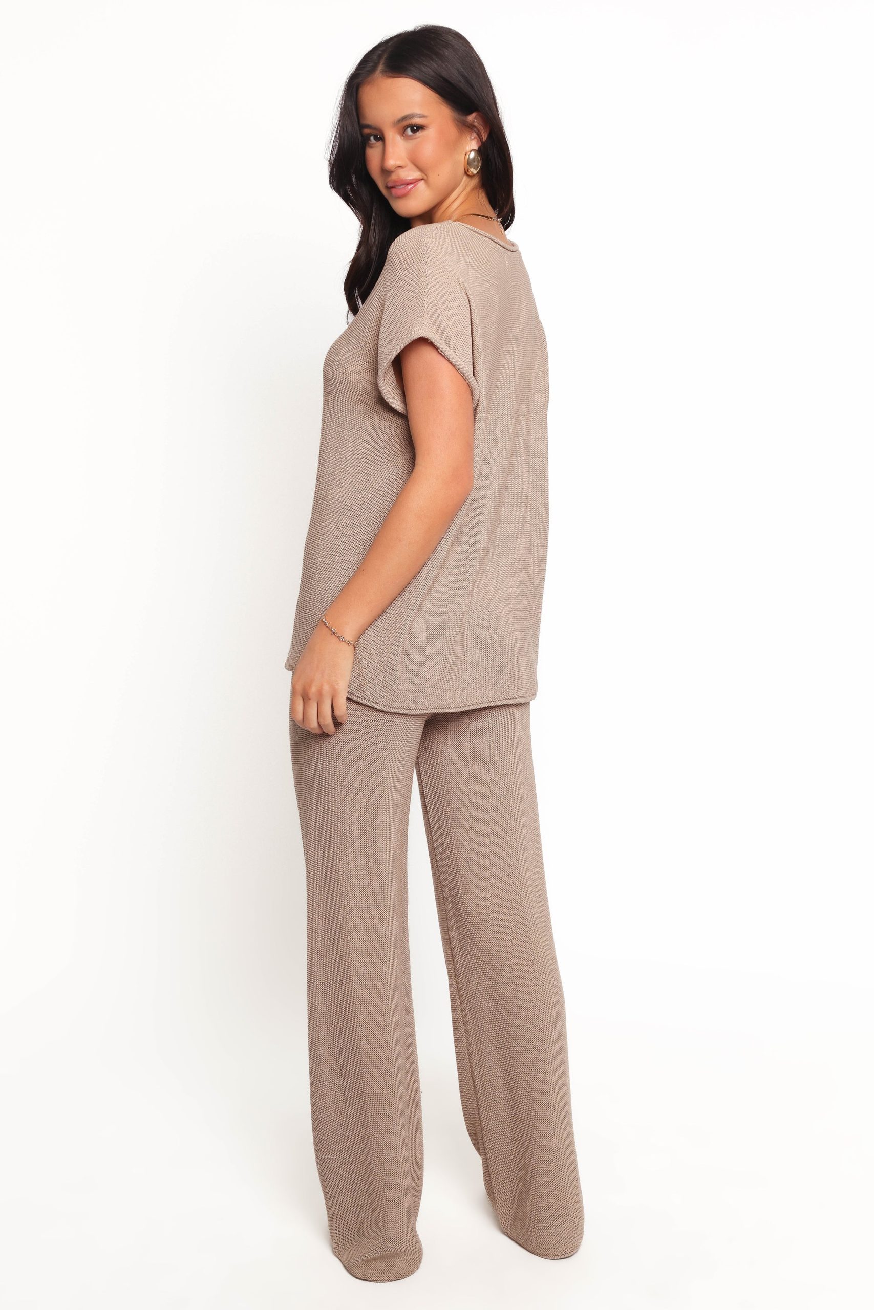 Stassia Knitted Pant Set - Brown - Image 3