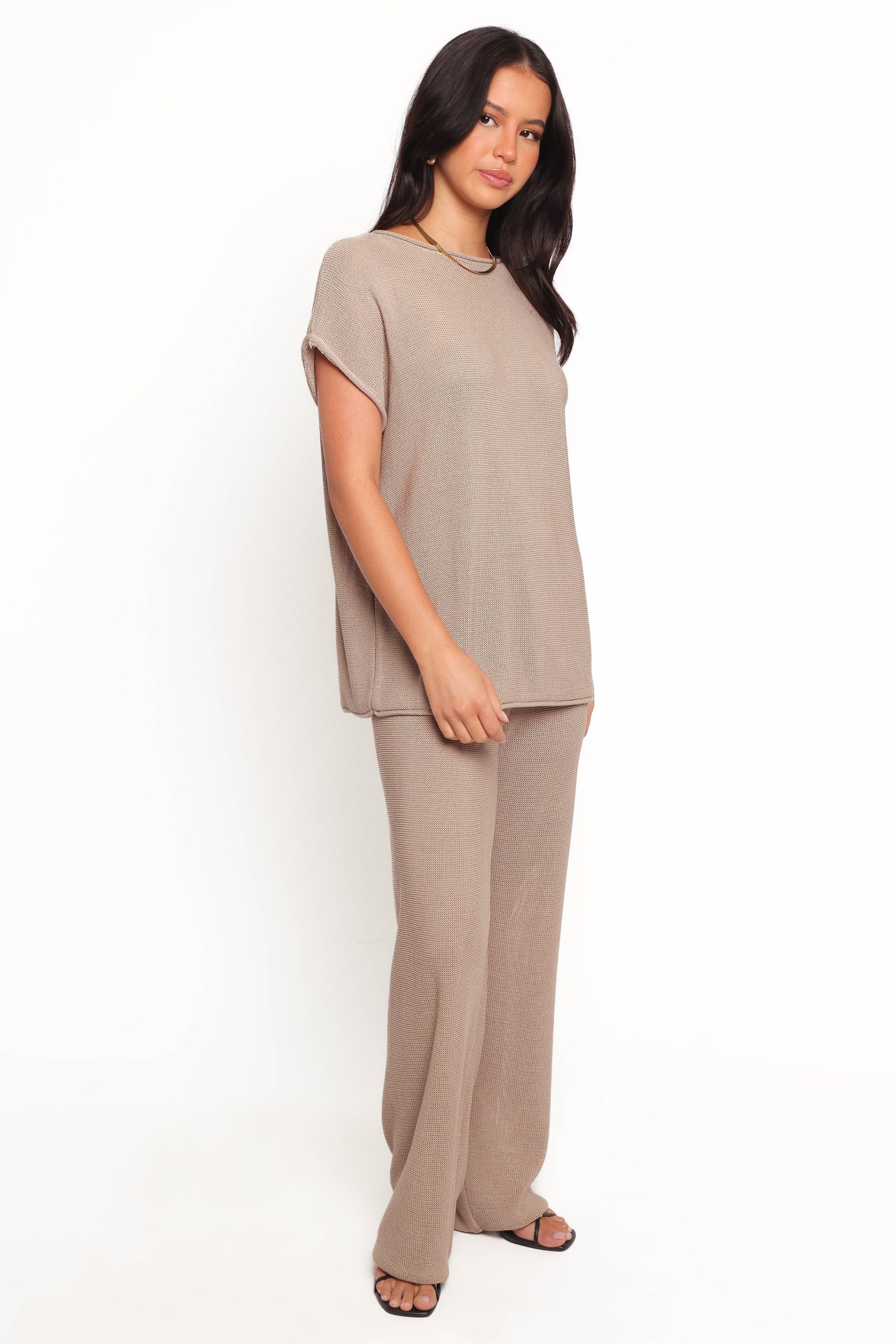 Stassia Knitted Pant Set - Brown - Image 4