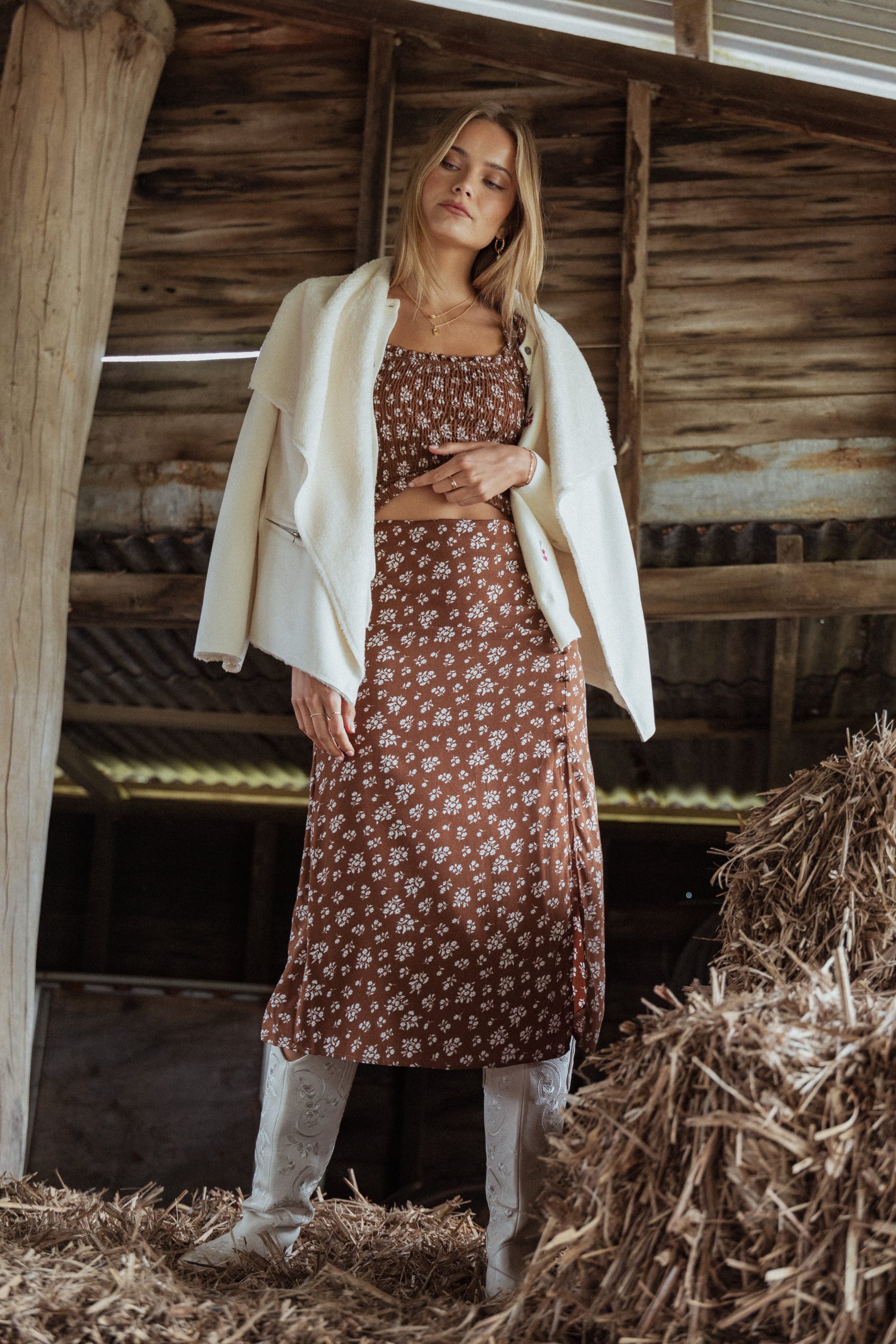 Zola Skirt Set - Brown Ditsy Floral - Image 2
