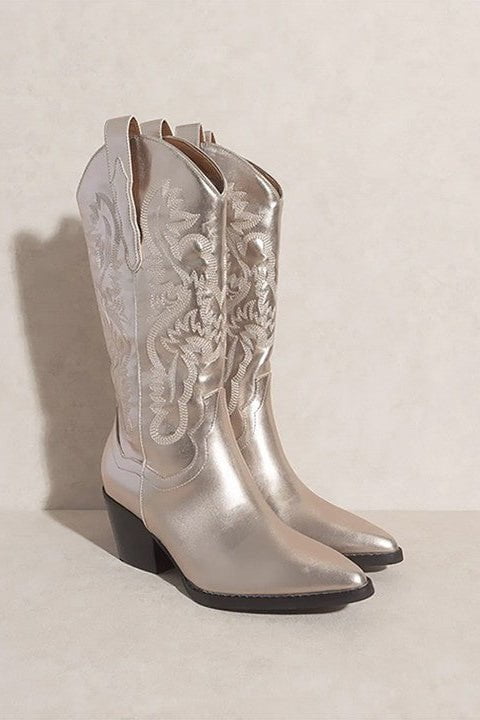 Amaya Cowboy Boot - Champagne - Image 2