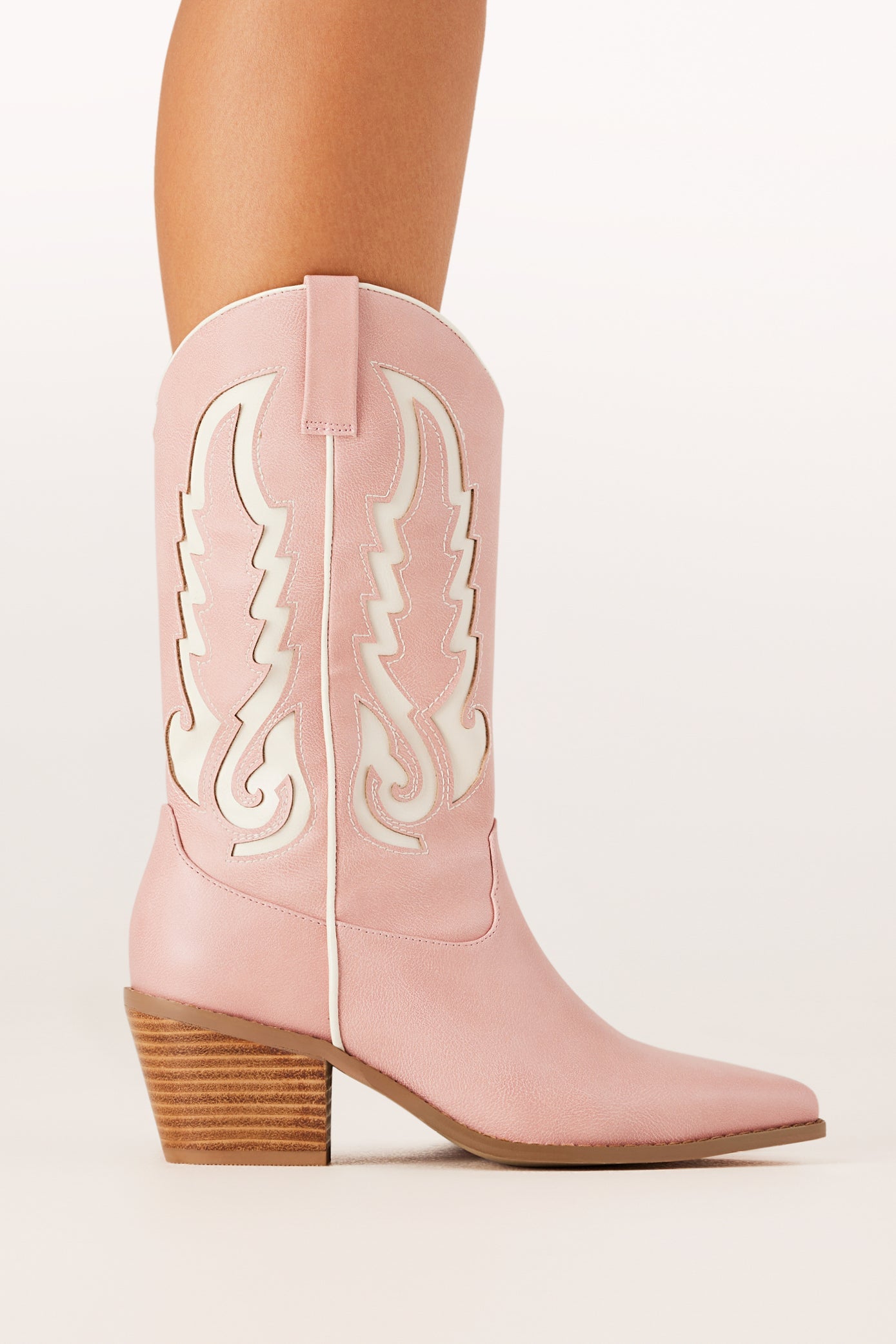 Norva Cowboy Boots - Pink/Ivory - Image 2