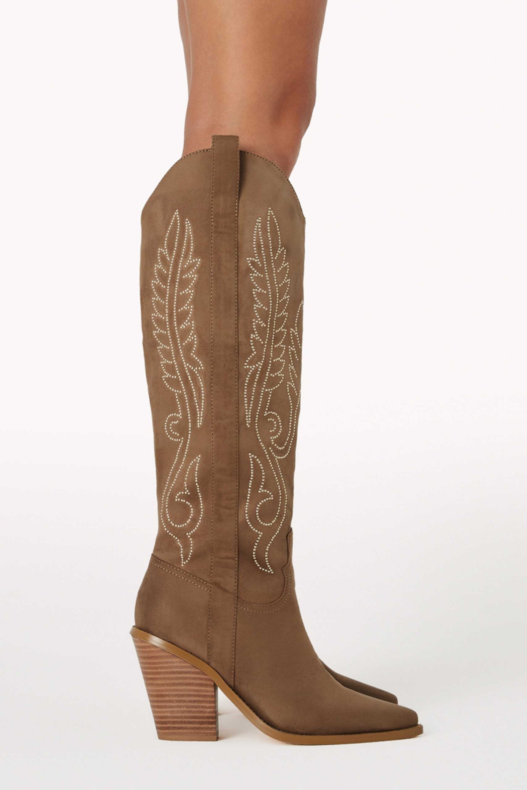 Sally Cowboy Boot - Taupe - Image 5