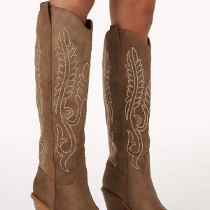 Sally Cowboy Boot - Taupe