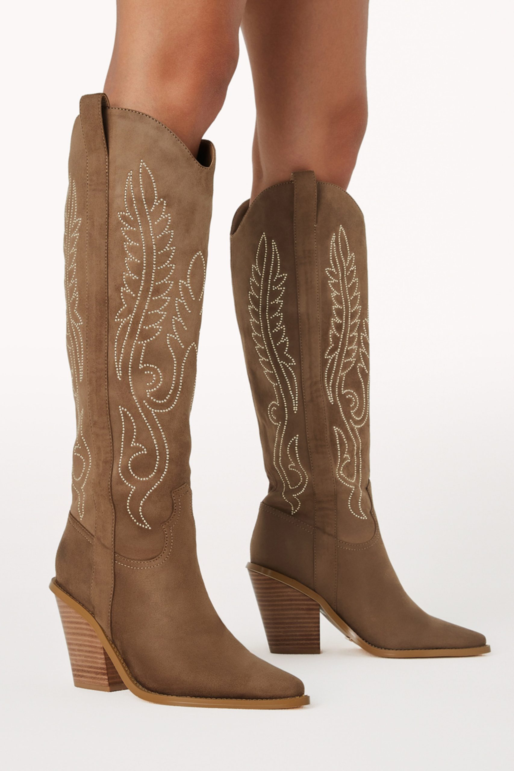 Sally Cowboy Boot - Taupe - Image 4