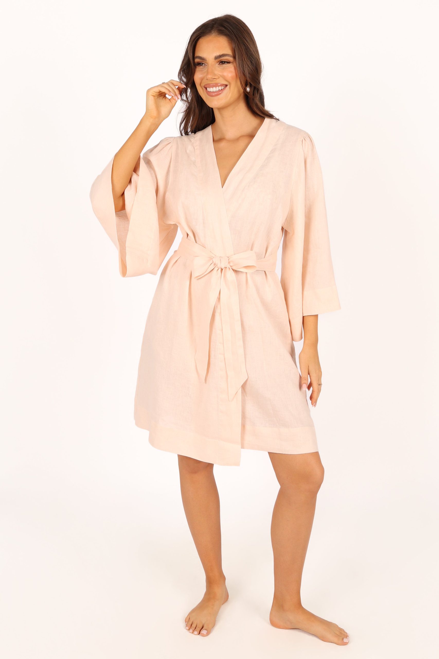 Nuala Linen Robe - Blush - Image 3