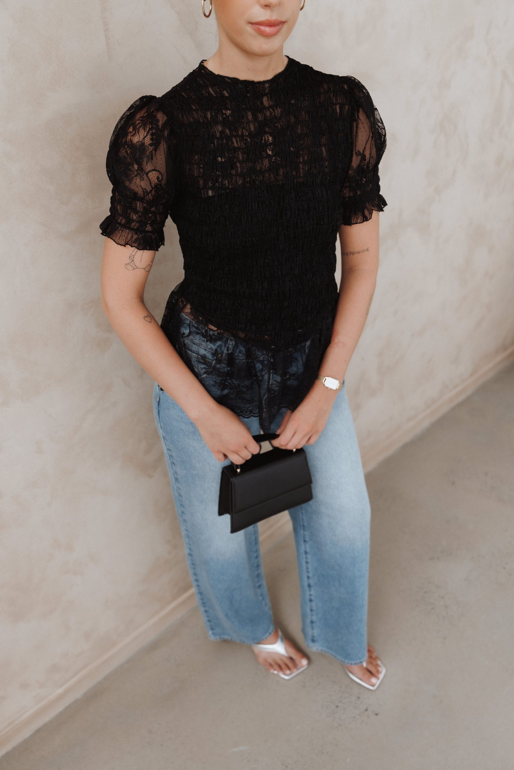Adeline Peplum Top - Black
