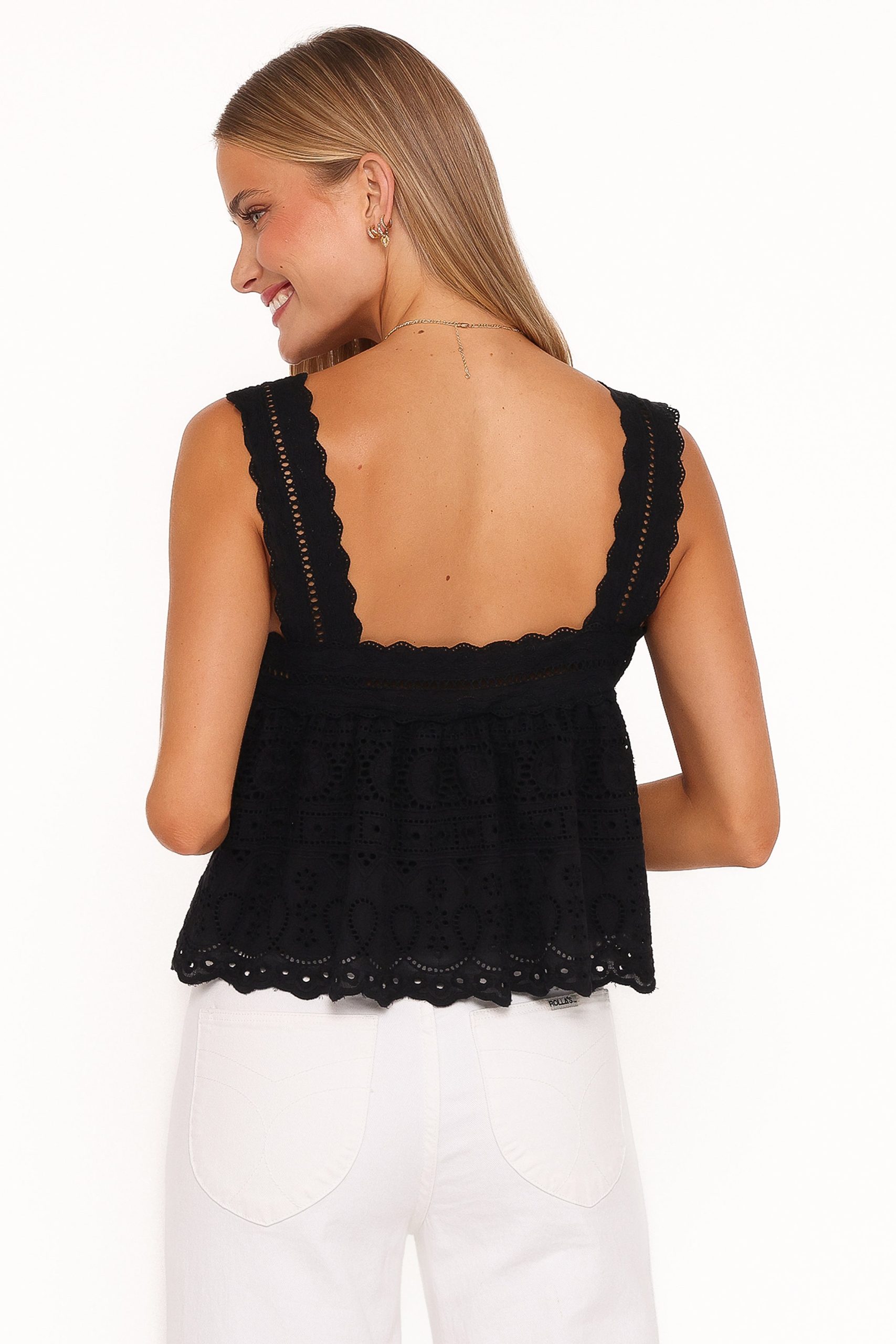 Aideen Eyelet Top - Black - Image 4