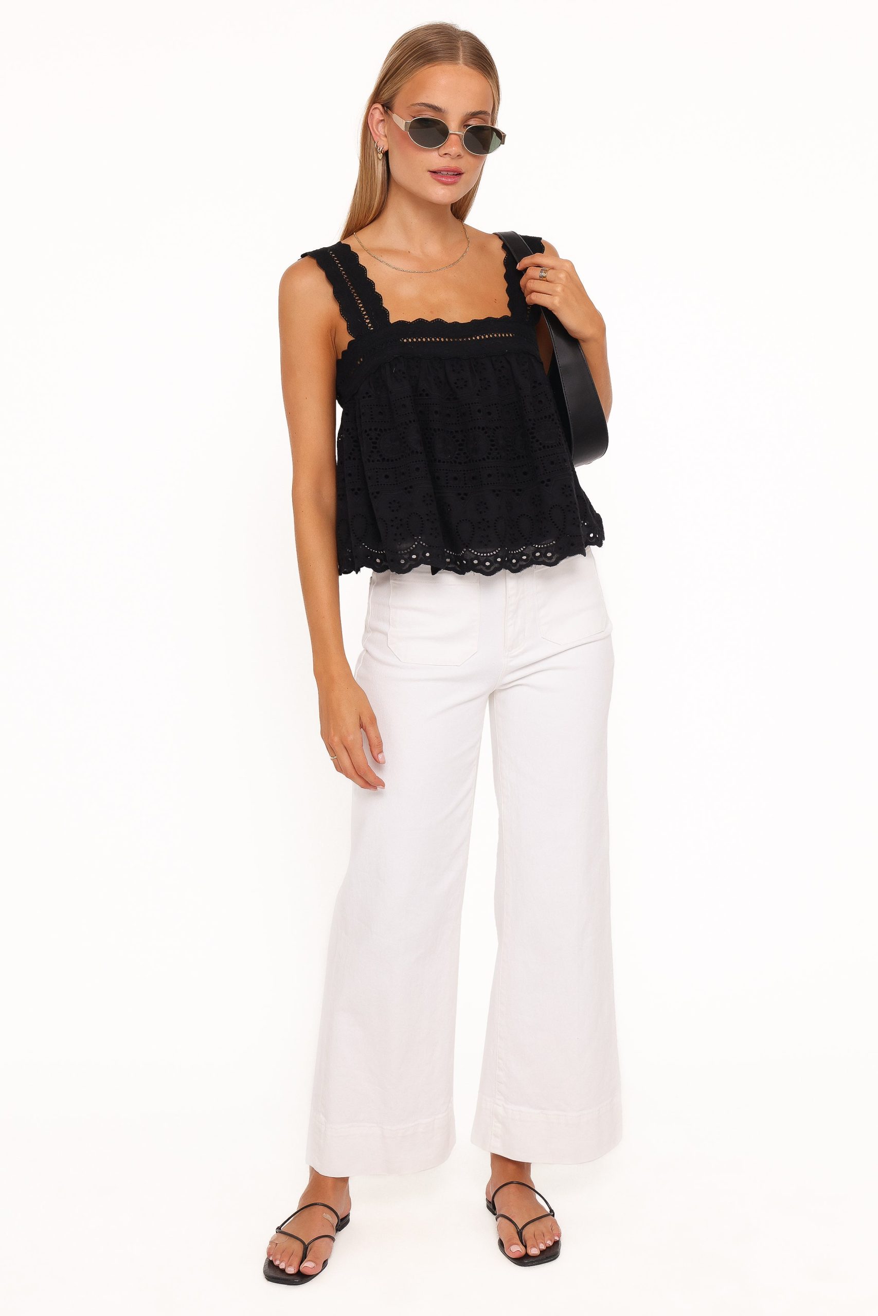 Aideen Eyelet Top - Black - Image 5