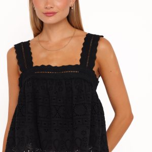 Aideen Eyelet Top - Black