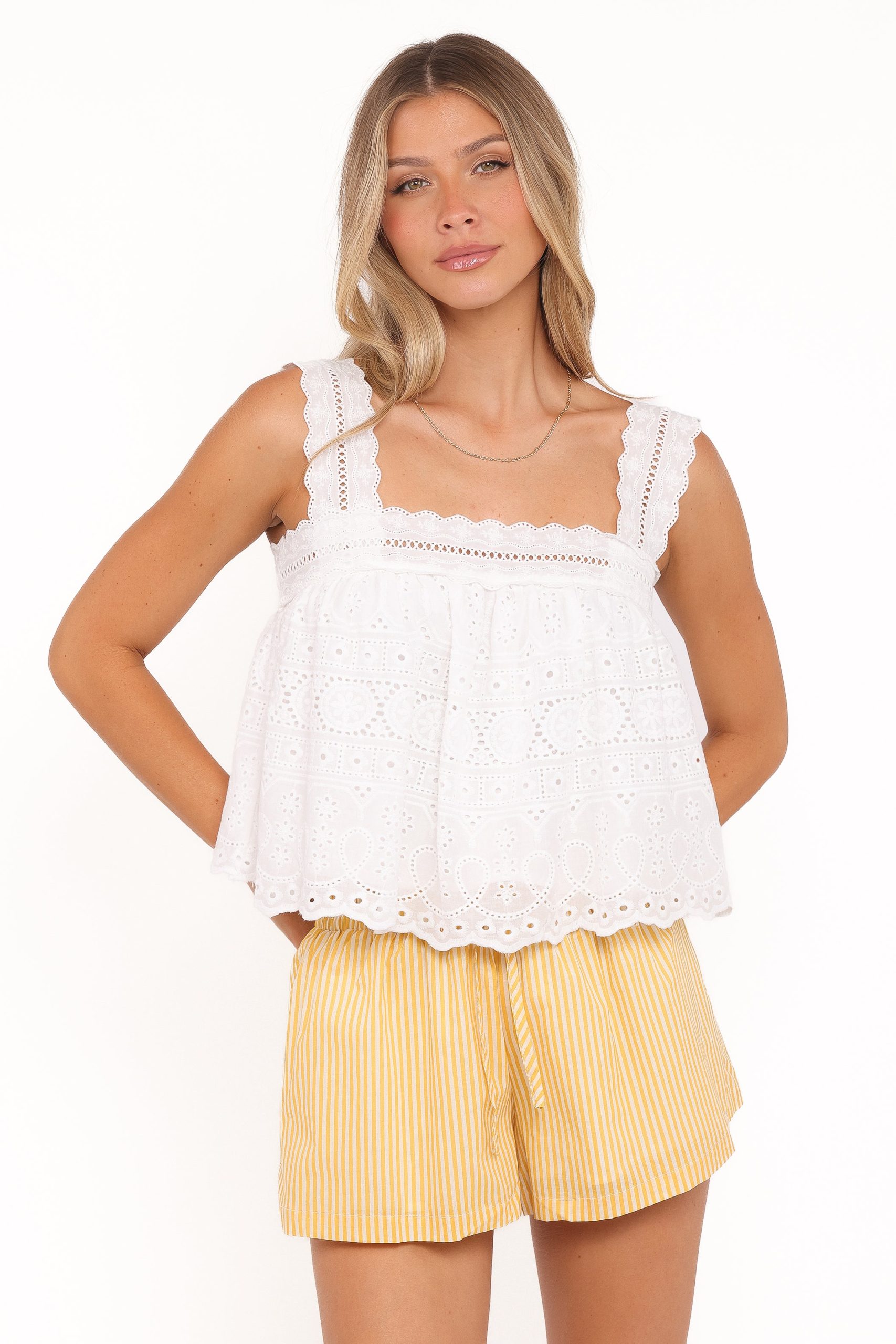 Aideen Eyelet Top - White - Image 2