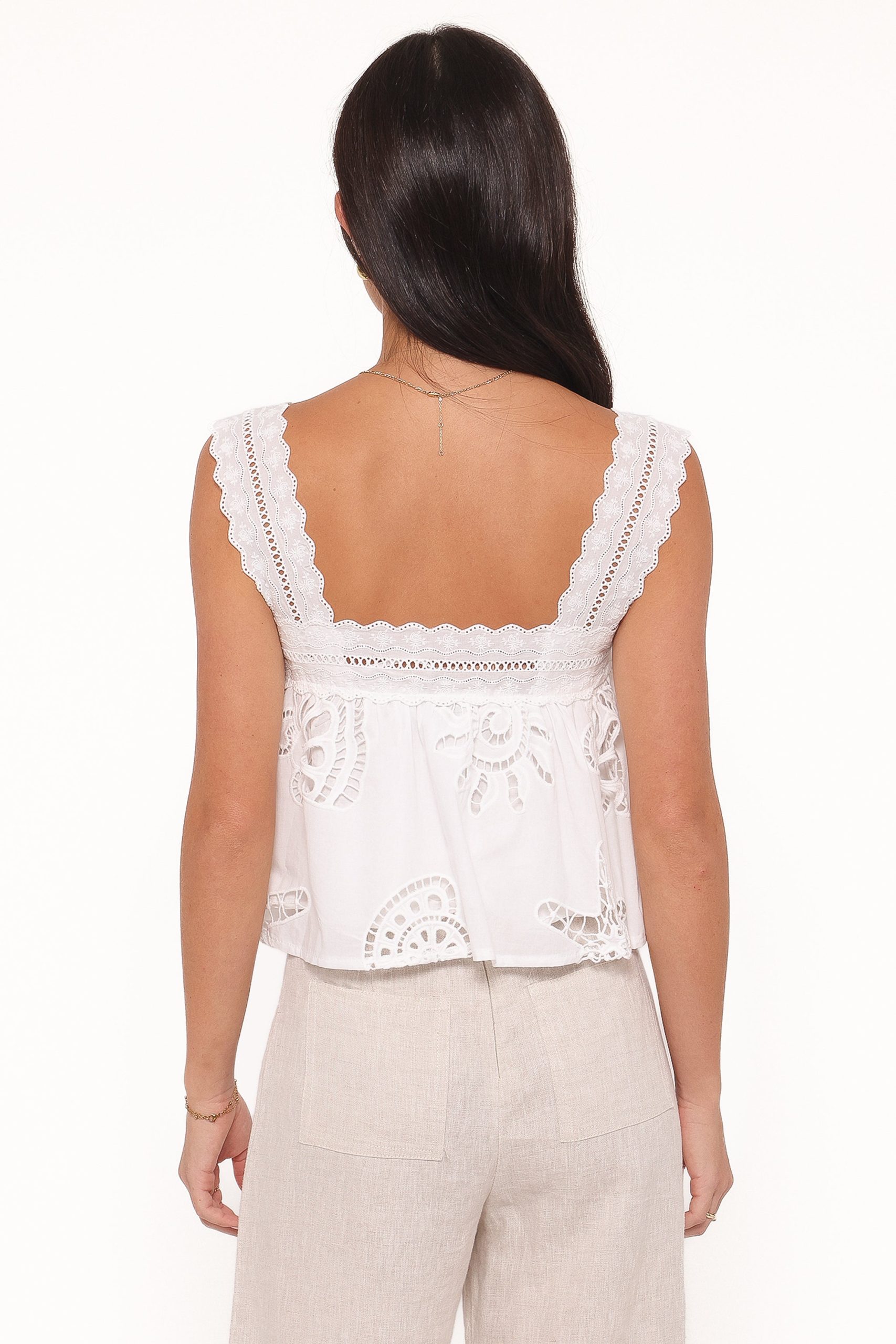 Aideen Eyelet Top - White Shell - Image 4