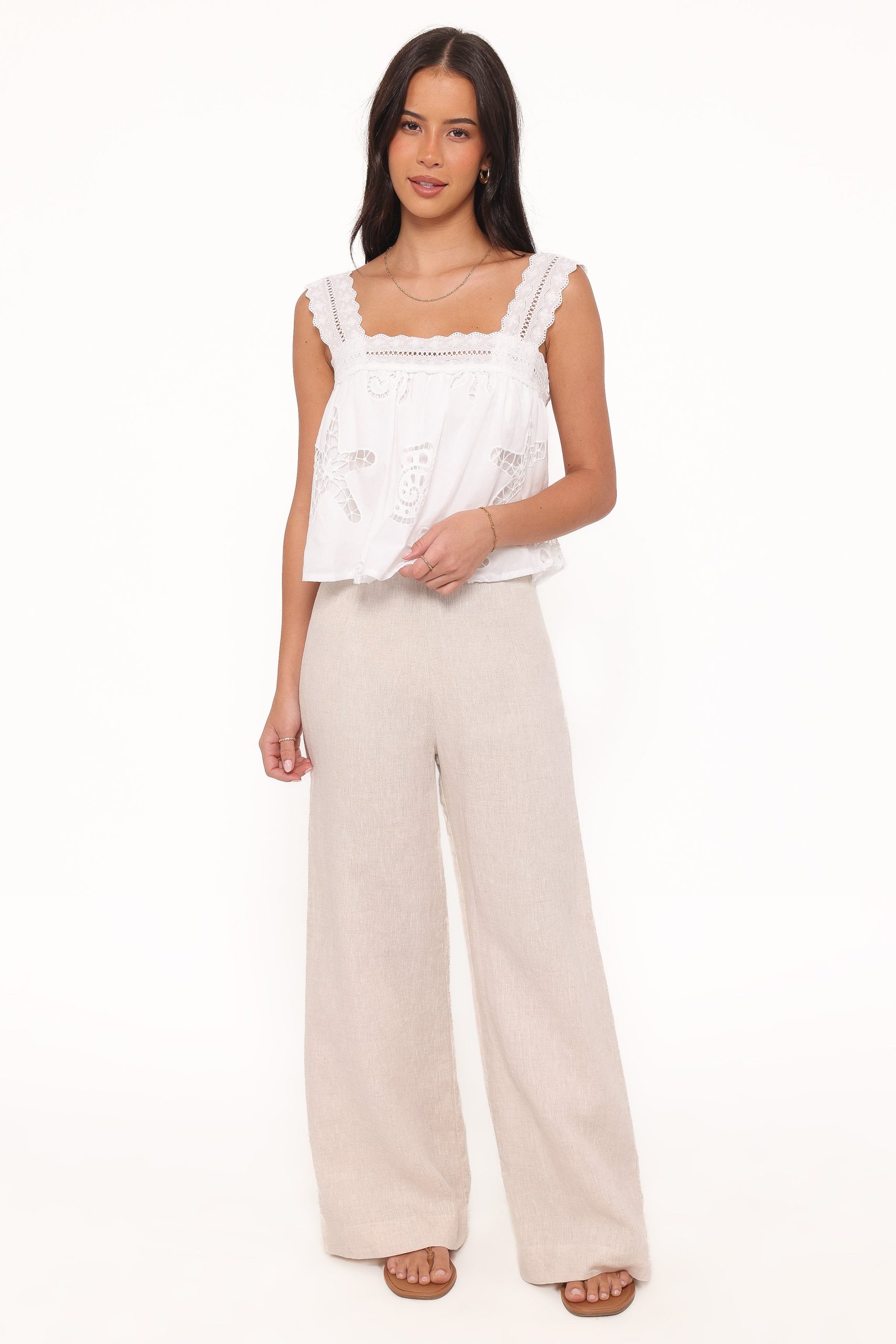 Aideen Eyelet Top - White Shell - Image 5