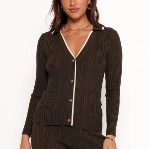 Alondra Cardigan Knit Top - Olive