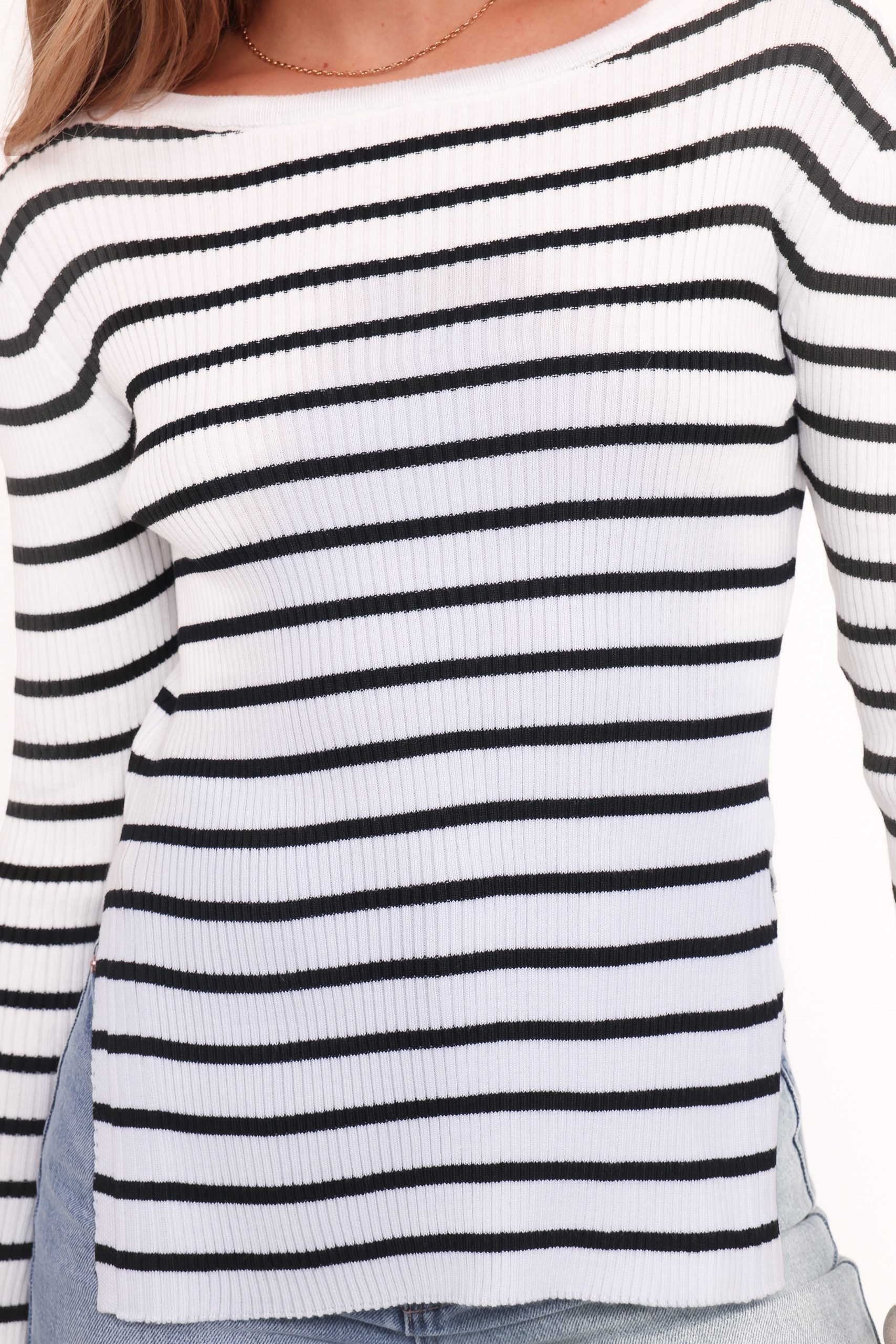Alvina Knit Top - White Black Stripe - Image 5