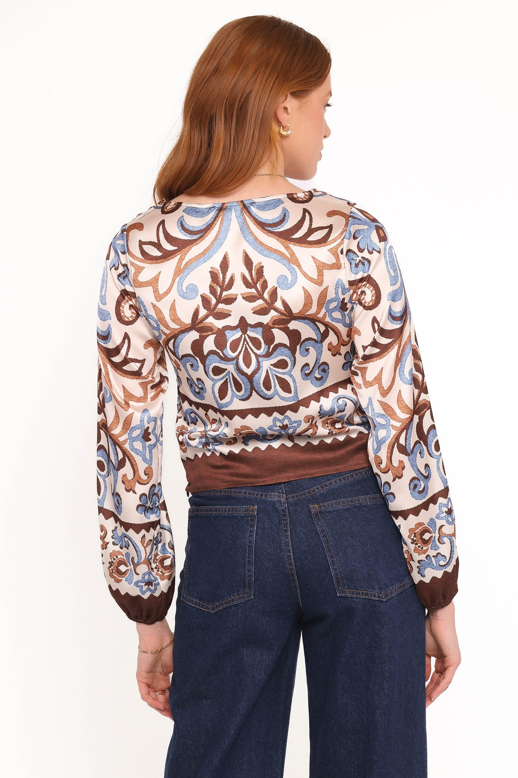 Aoife Top - Ivory Brown Blue - Image 4