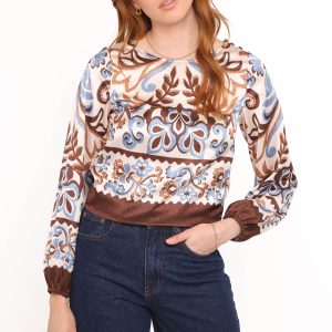 Aoife Top - Ivory Brown Blue
