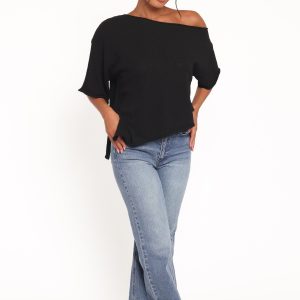 Ardena Boucle Knit Top - Black