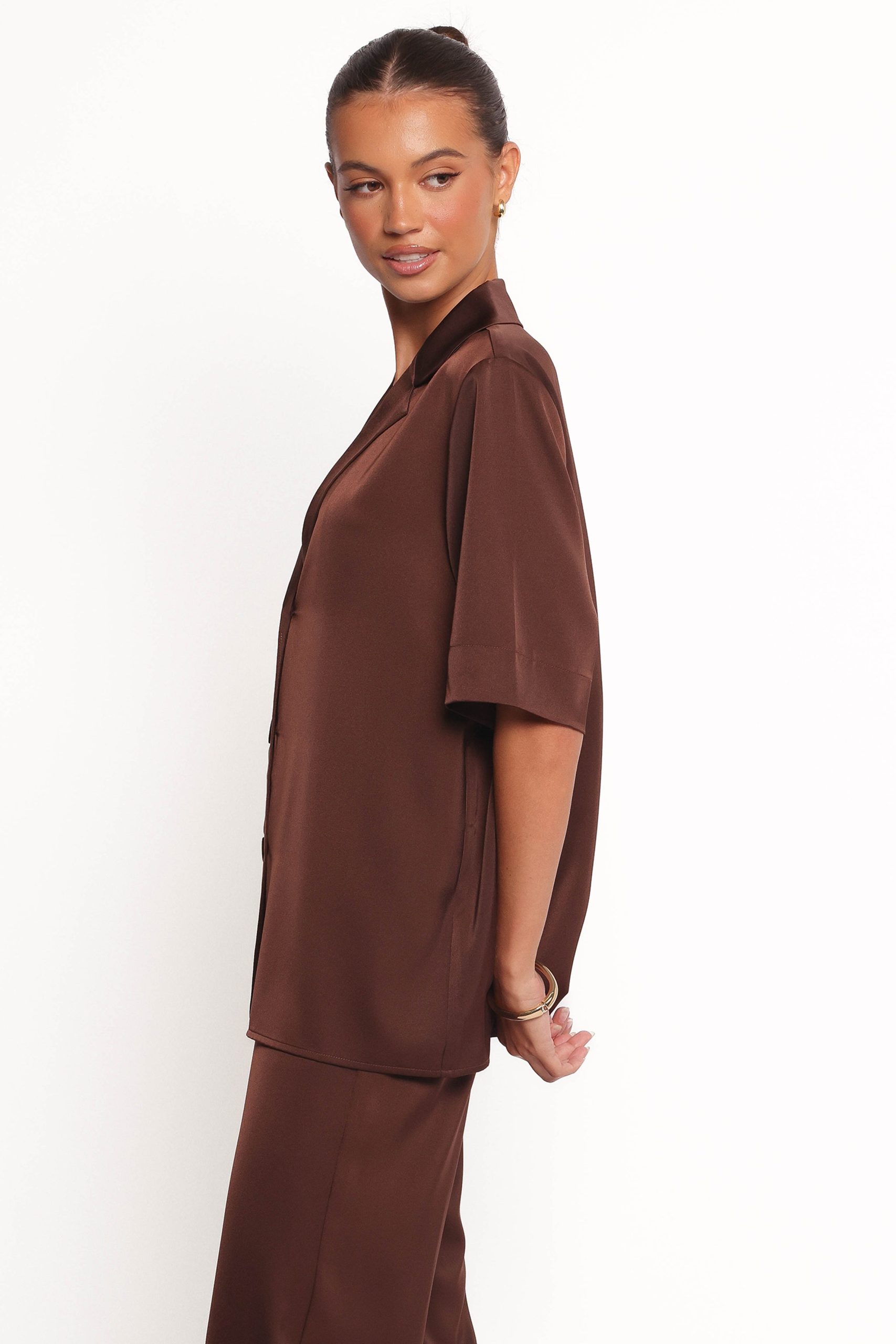 Arryn Short Sleeve Shirt - Chocolate Brown - Image 4