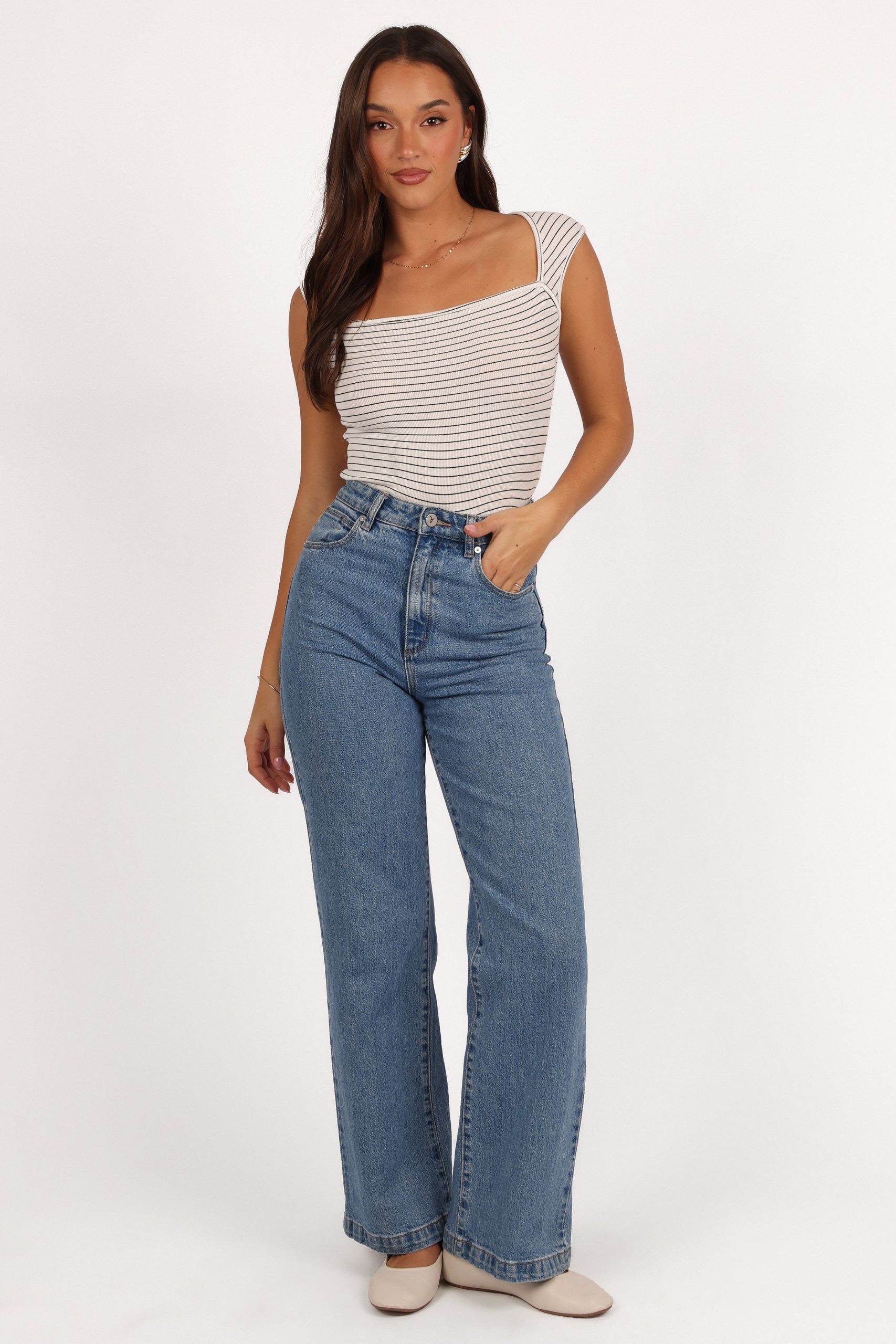 Bardot Top - Stripe - Image 2