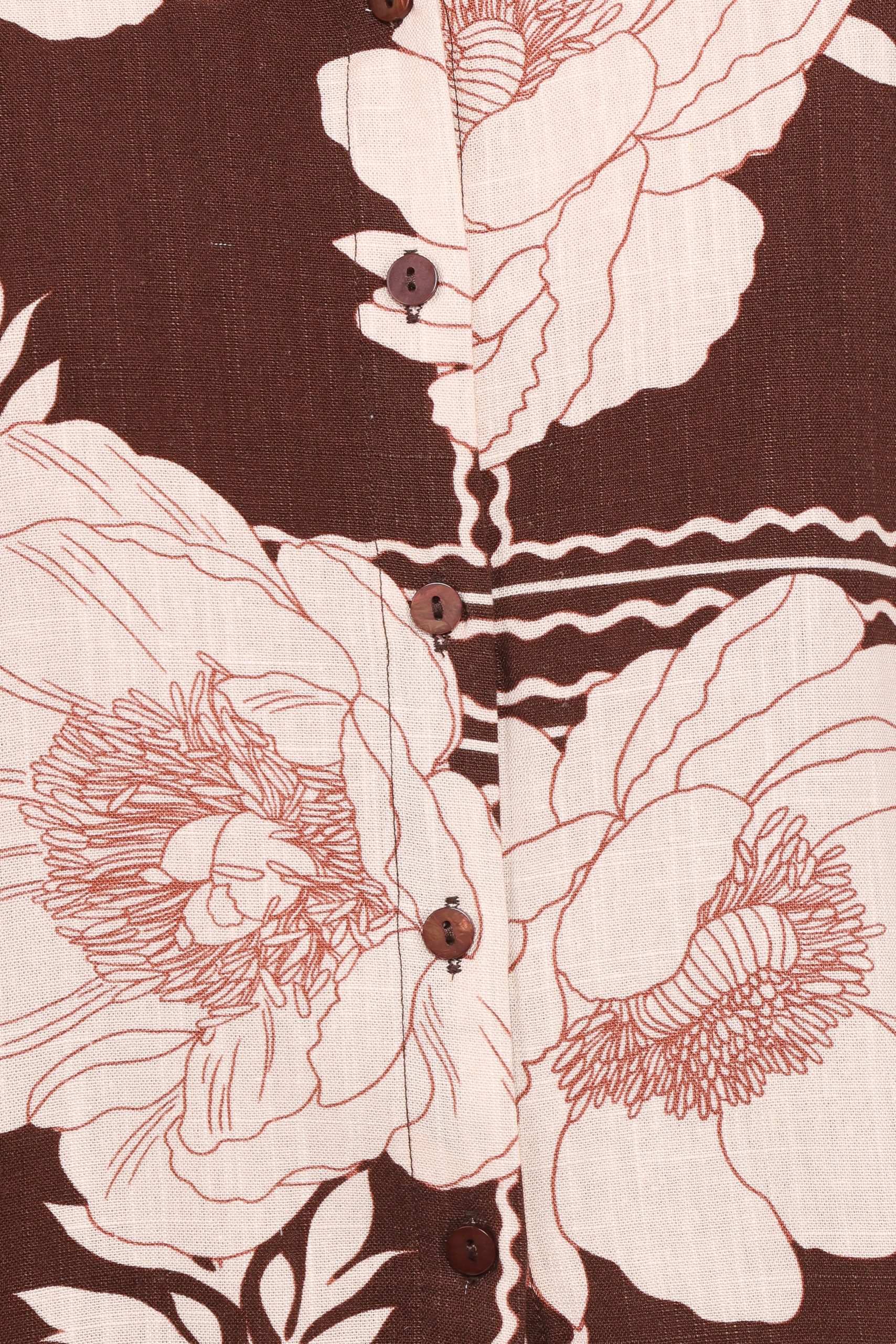 Bernadine Short Sleeve Shirt - Brown Floral - Image 6