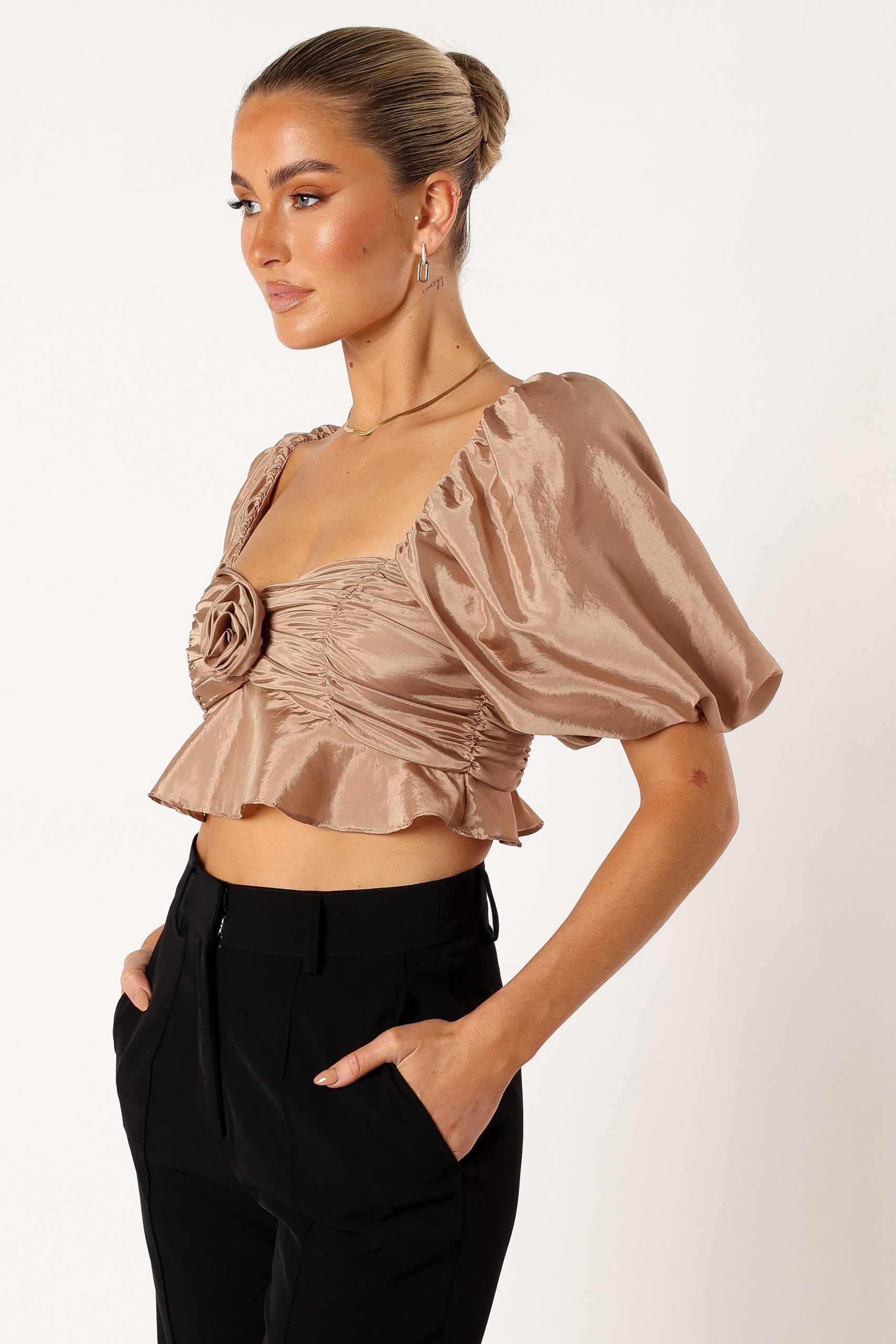 Bessie Rosette Top - Champagne - Image 2