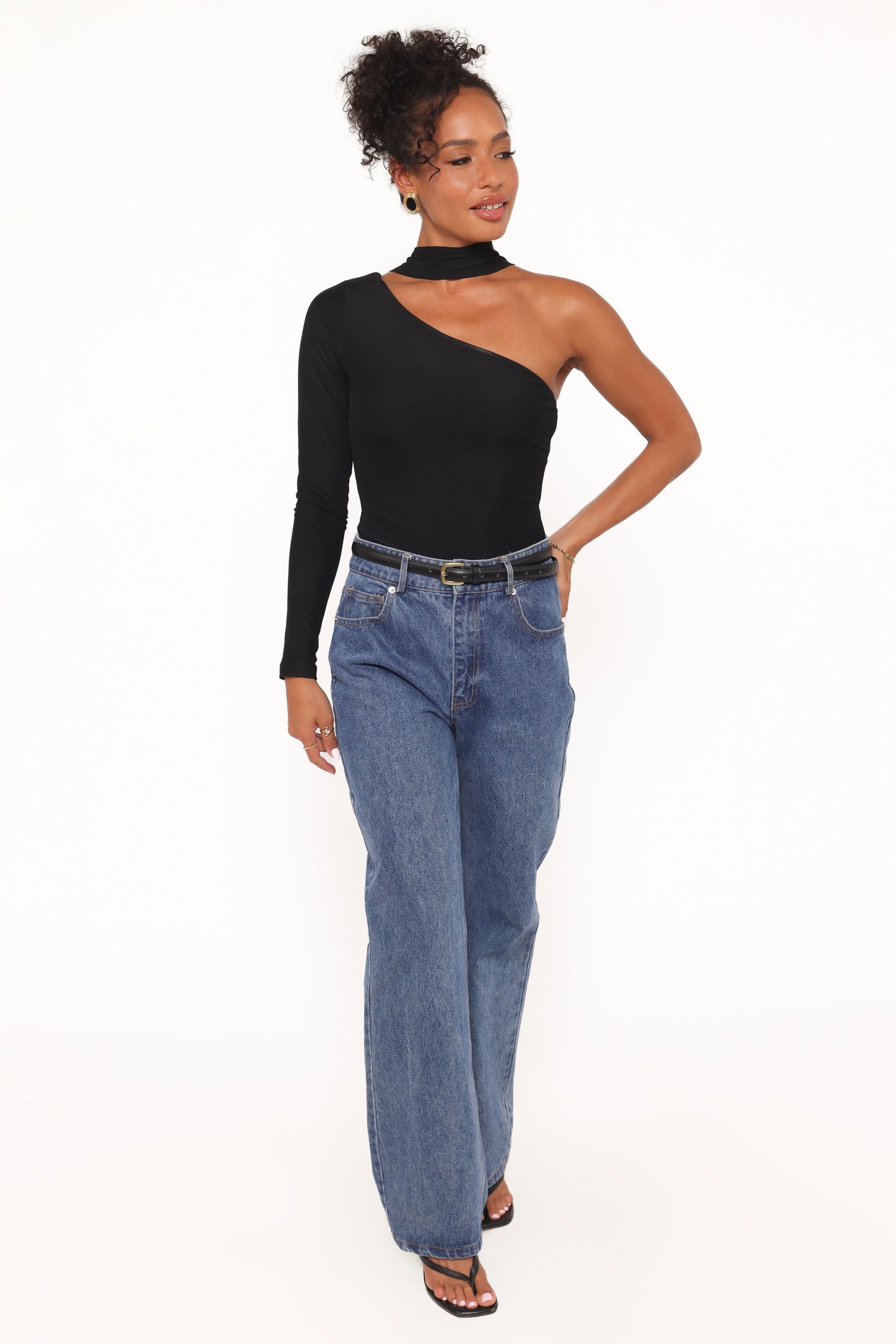 Carlie Mesh One Shoulder Top - Black - Image 4