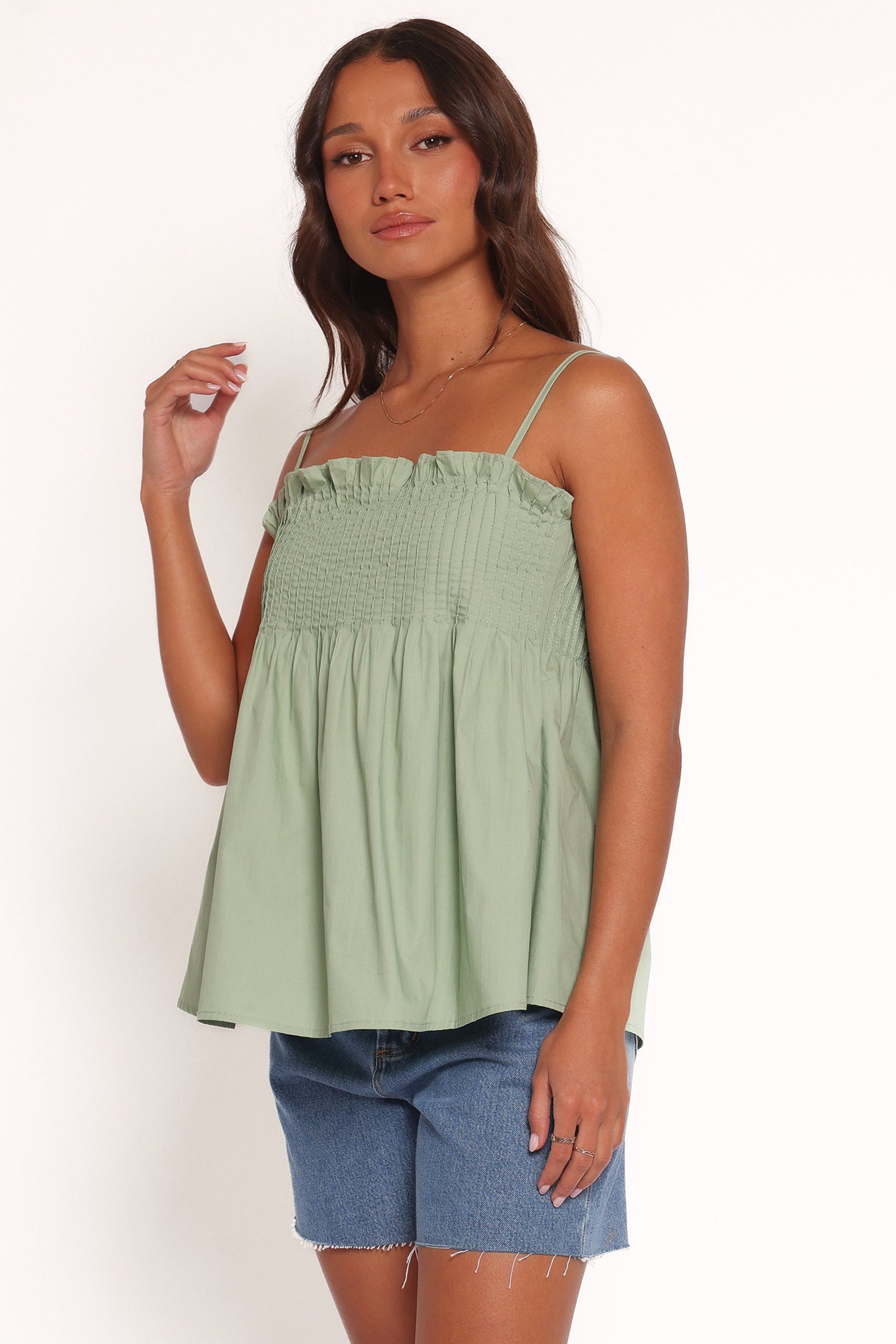 Carson Pleated Top - Sage Green - Image 3