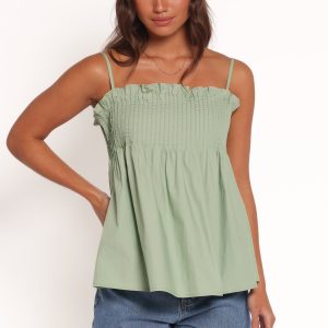 Carson Pleated Top - Sage Green