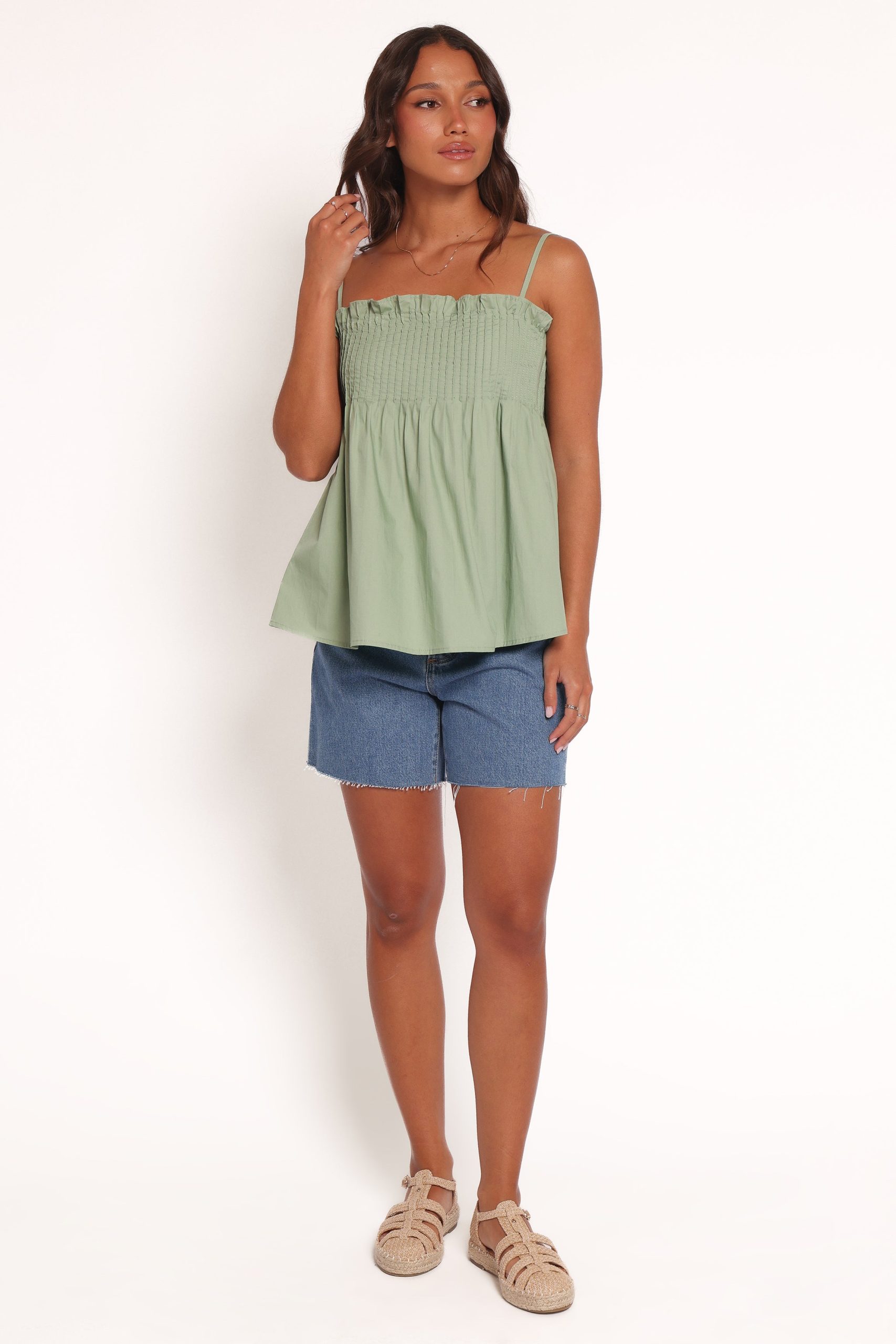 Carson Pleated Top - Sage Green - Image 5