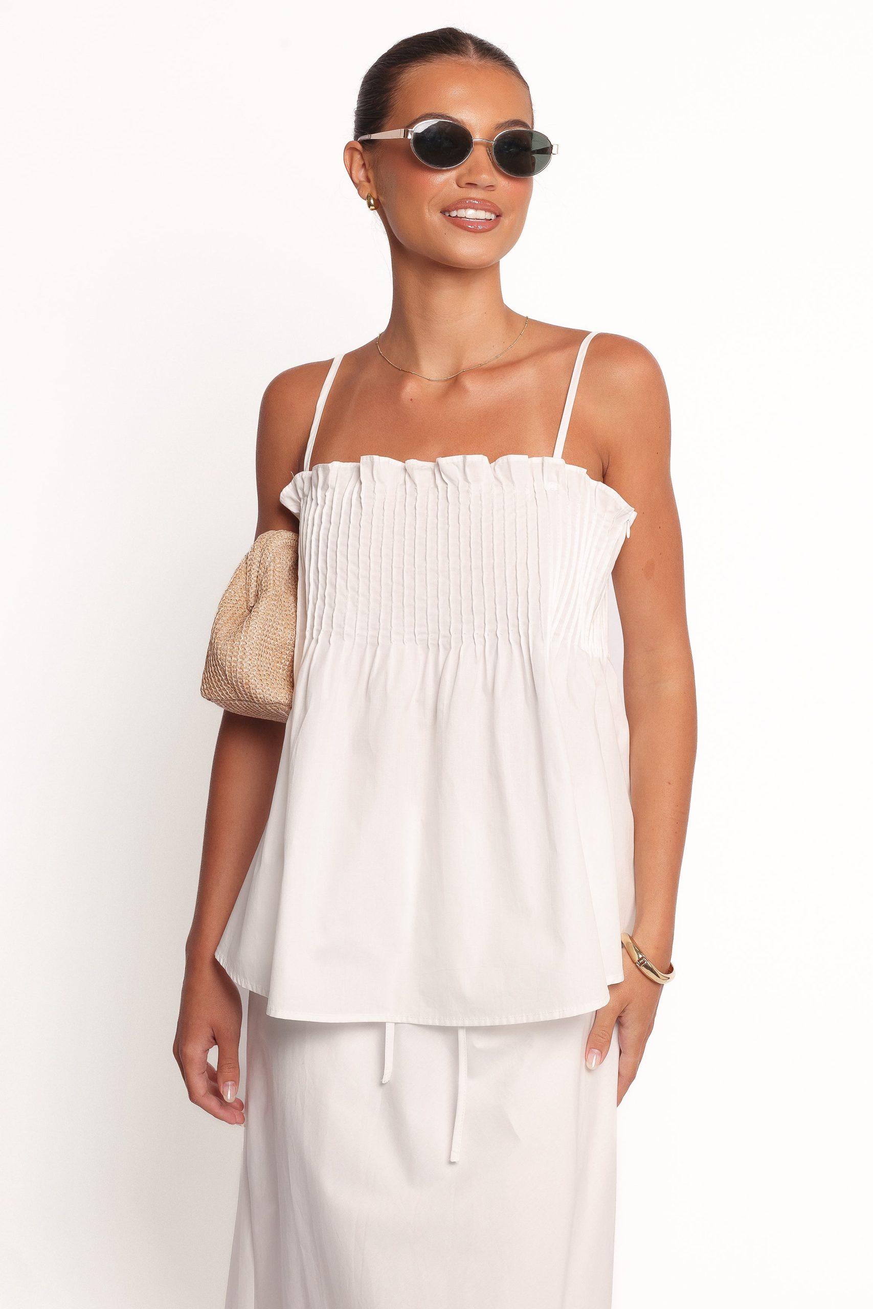 Carson Pleated Top - White - Image 2